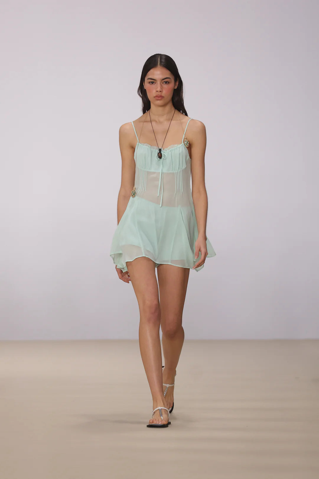 Raya Silk Mini Dress Seafoam