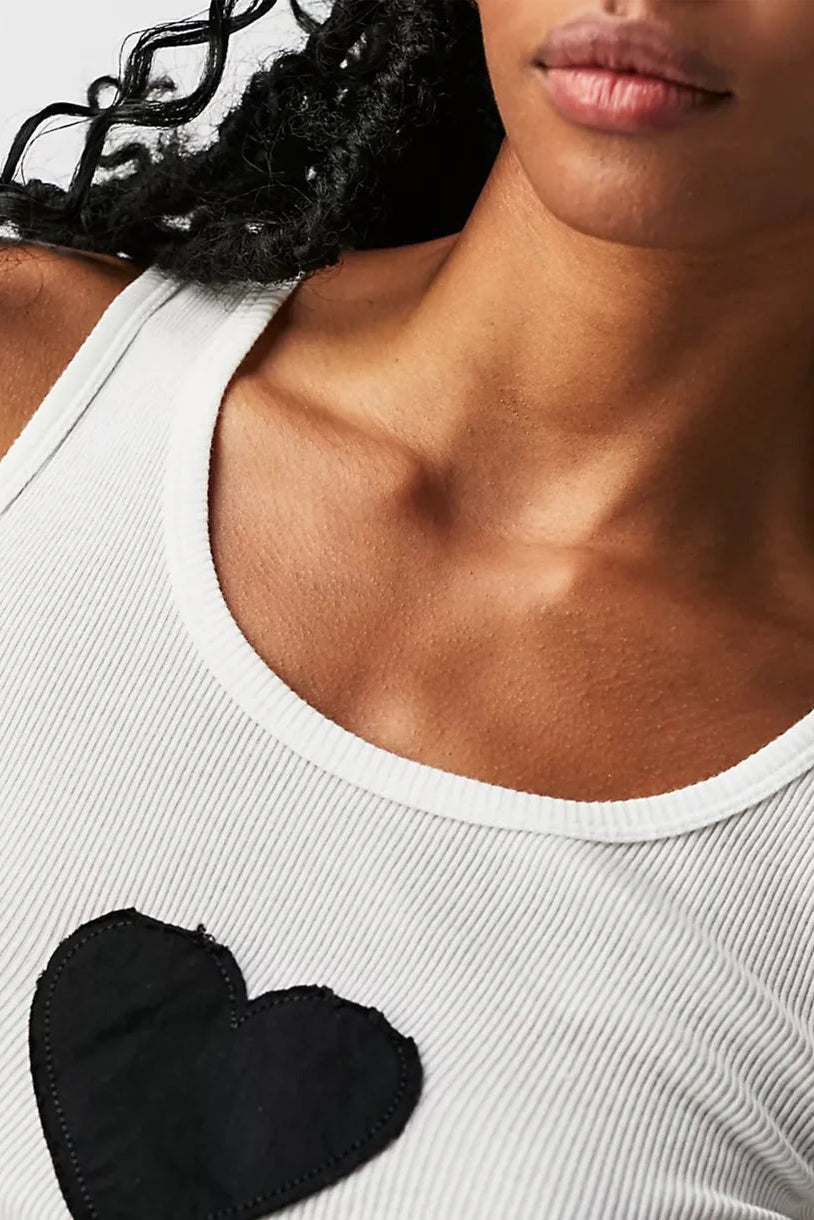 Infinite Love Rib Tank - White