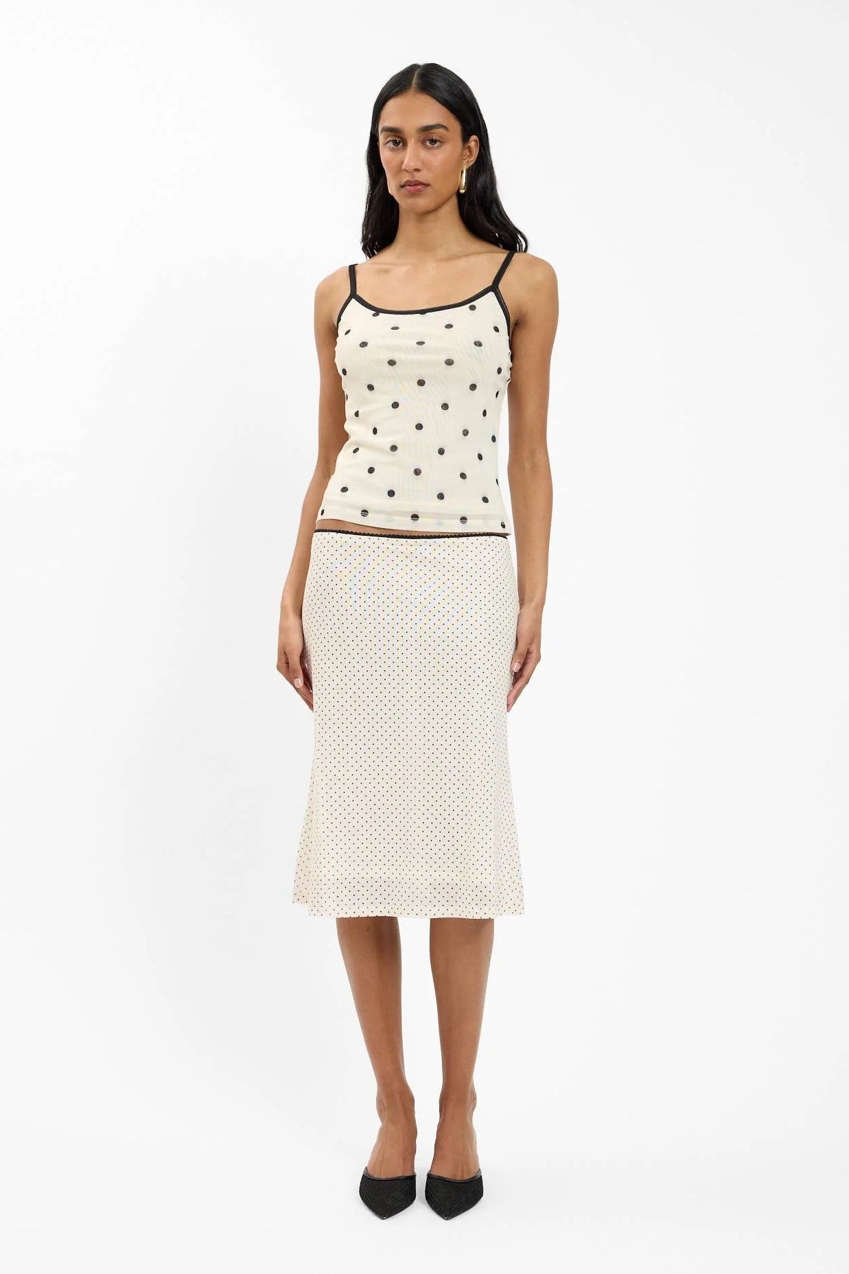 Camisole - Mesh Ivory Polka