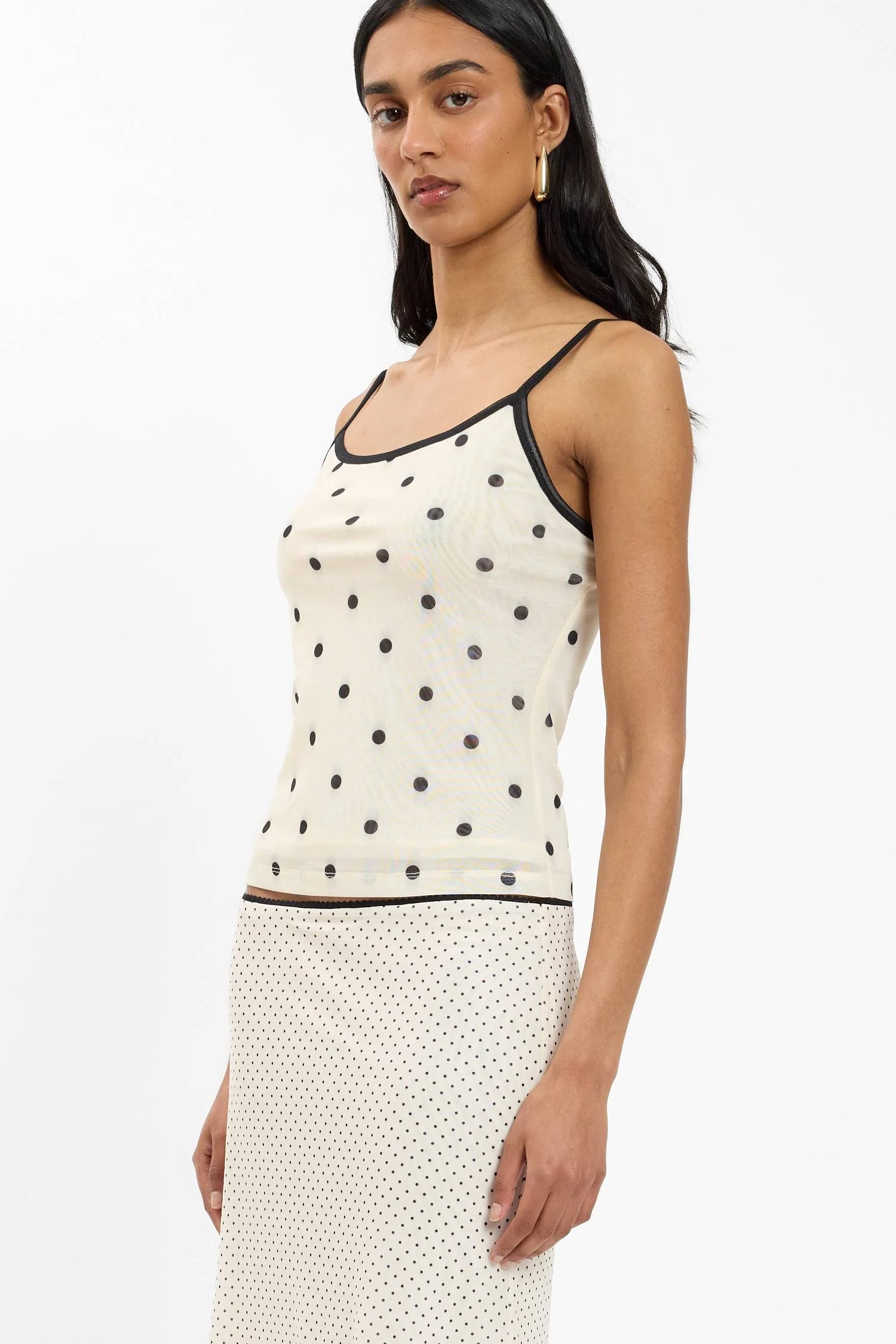 Camisole - Mesh Ivory Polka