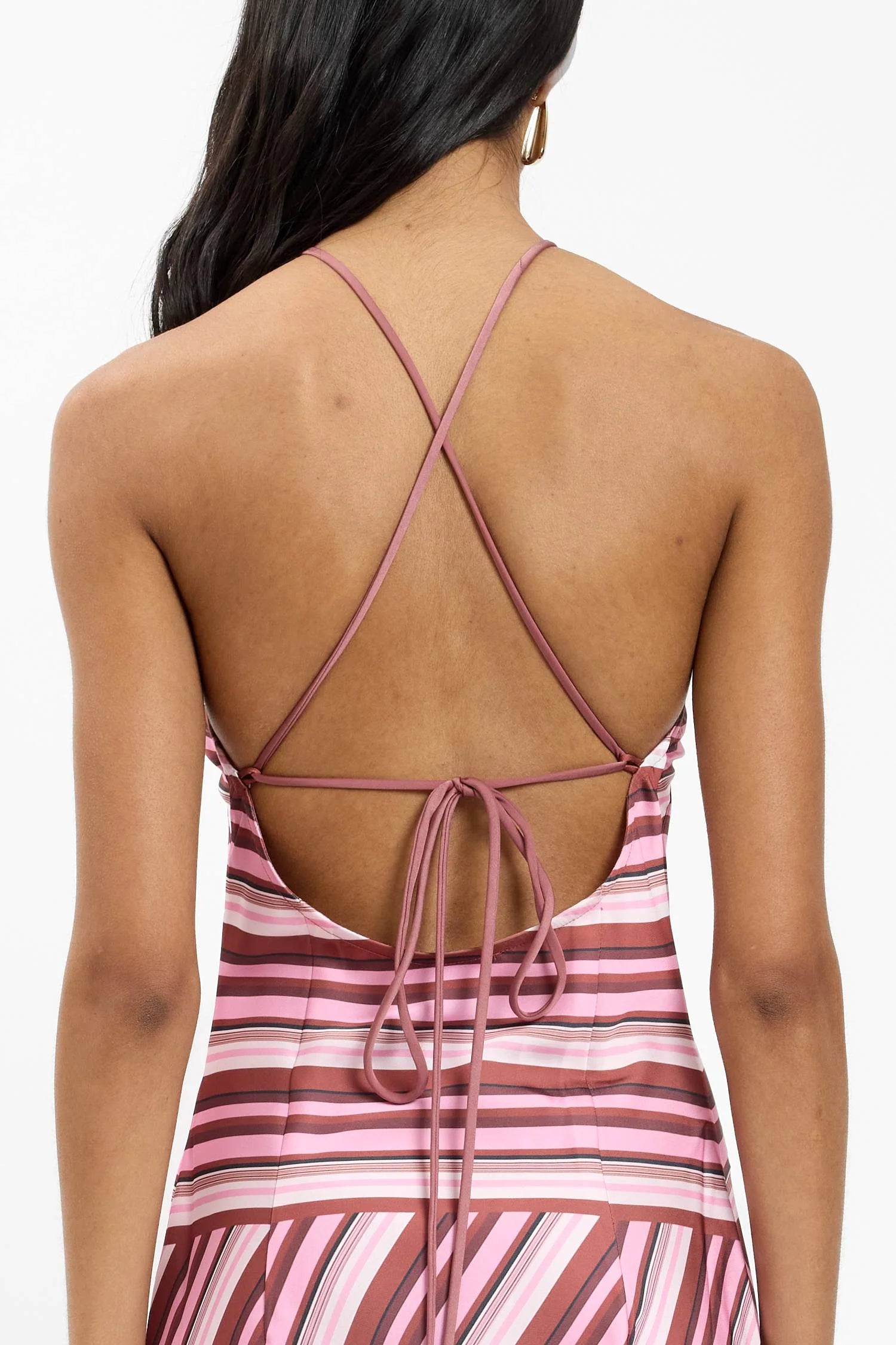 Halter Maxi Dress - Magenta Stripe