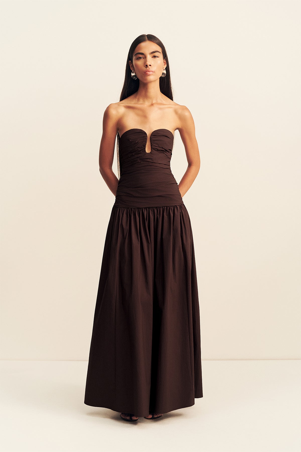 Campbell Fitted Drop Waist Maxi Dress - Ristretto