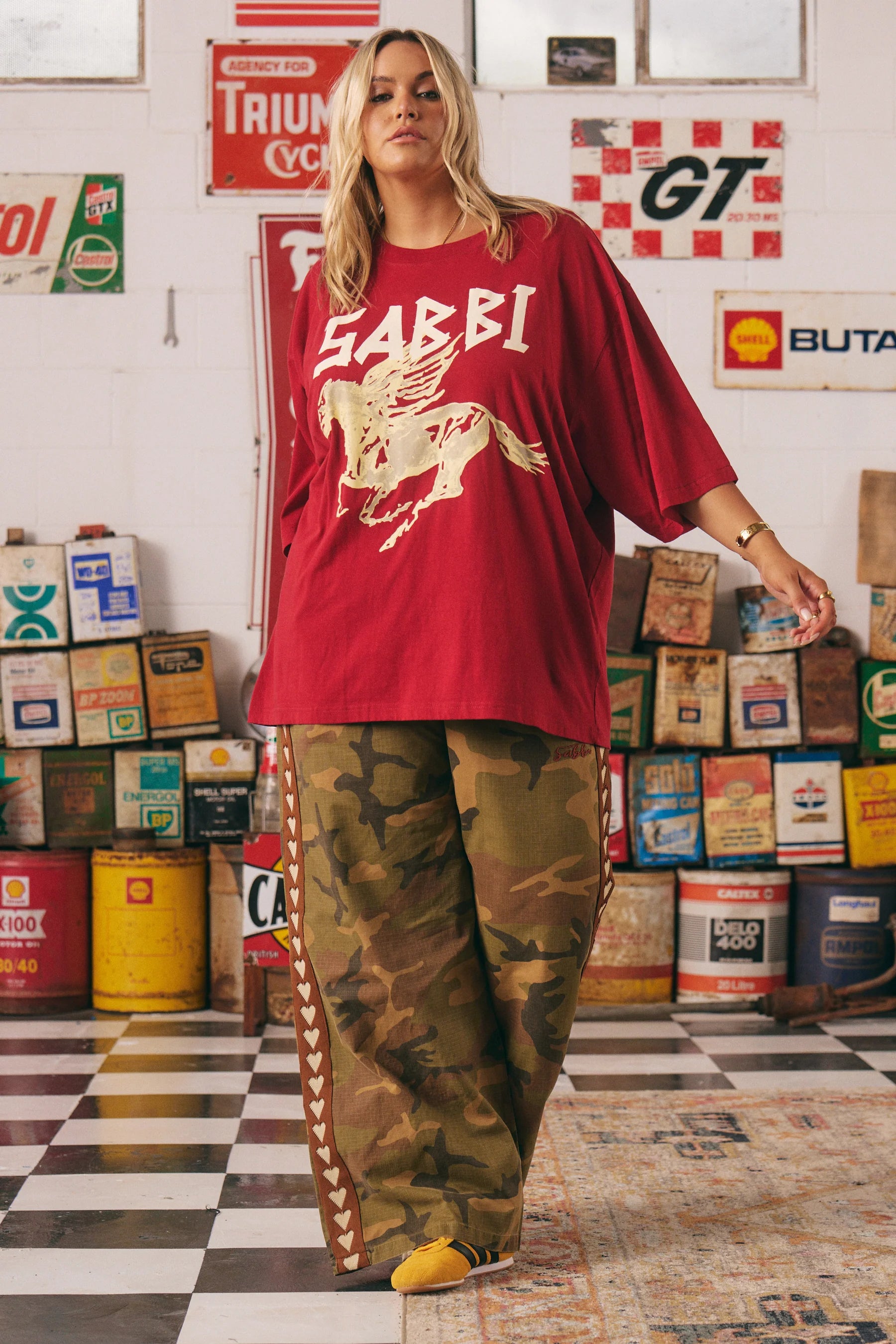 THE VERY OVERSIZED RHINESTONE TEE - RED