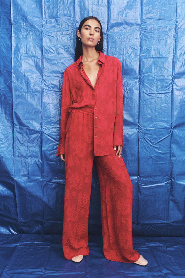 Bowery Drawstring Pant - Cherry