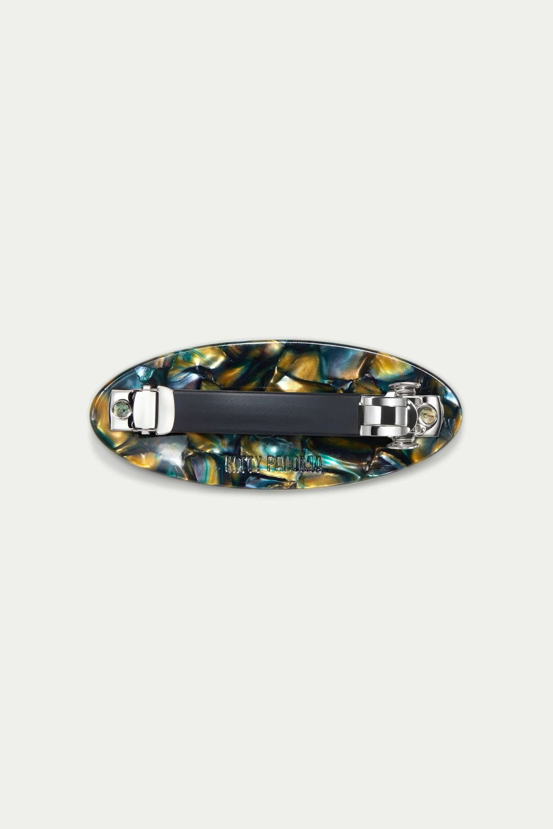OVAL BARRETTE - GREEN TORTOISESHELL