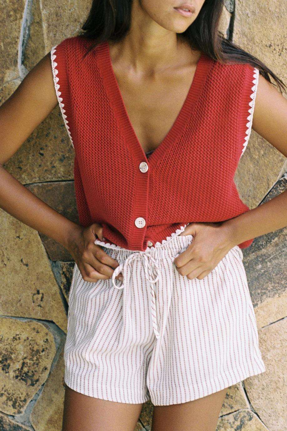 Calvi Knit Tank - Red Ochre