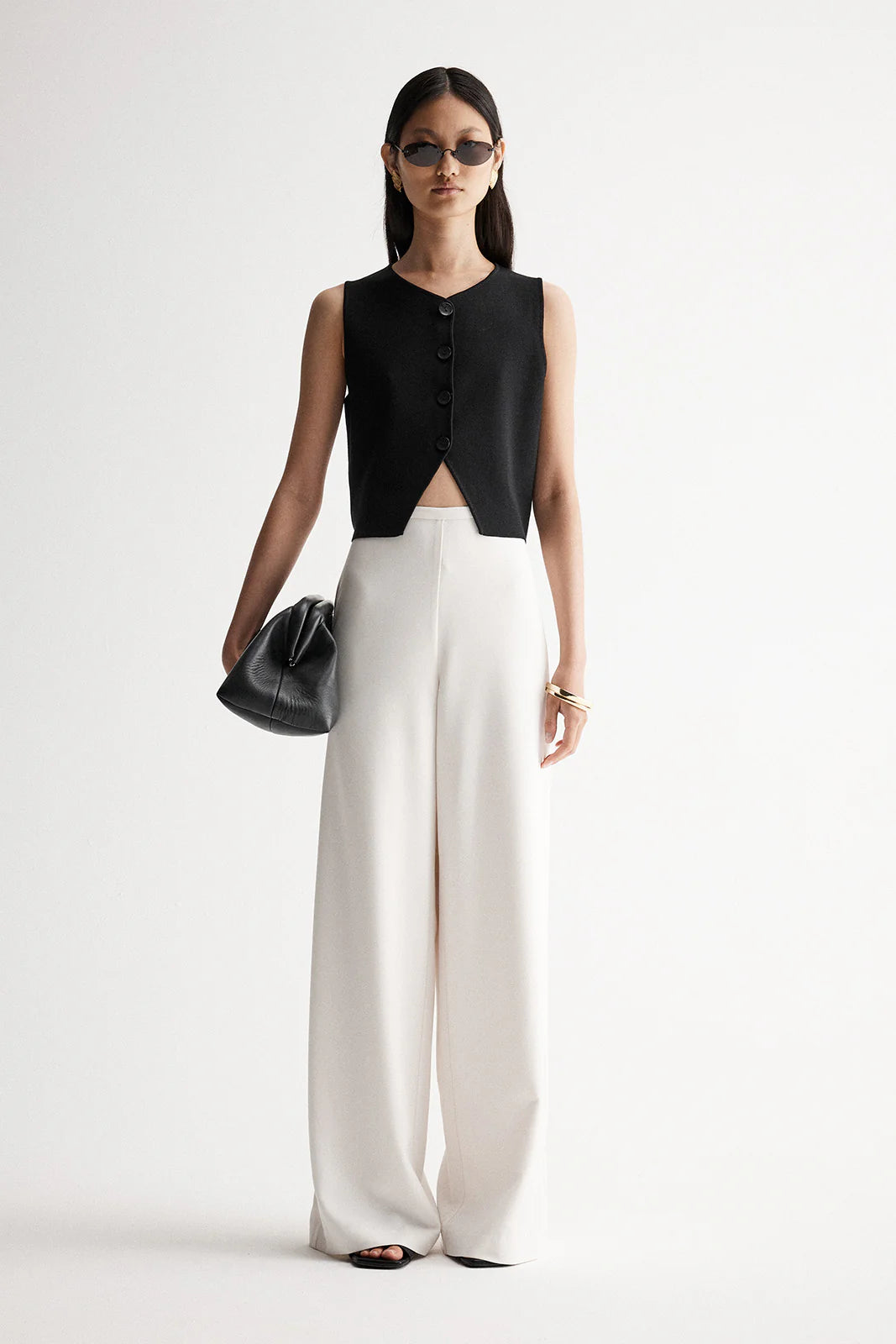 hester cropped knit vest - black
