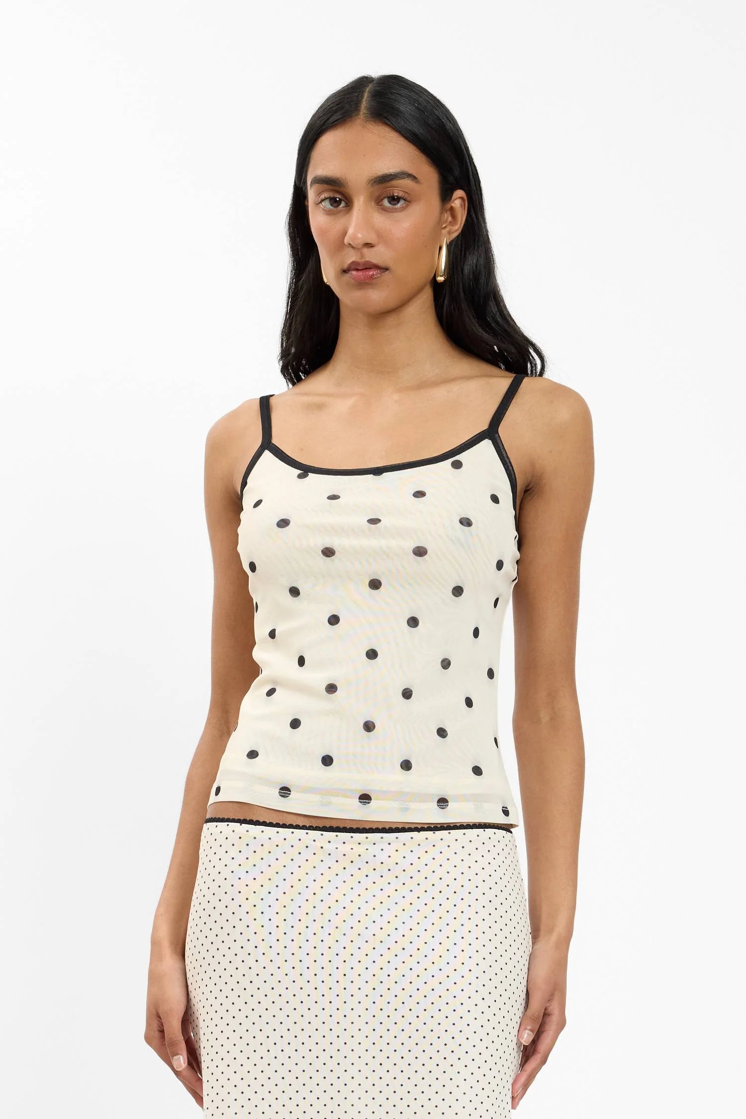 Camisole - Mesh Ivory Polka