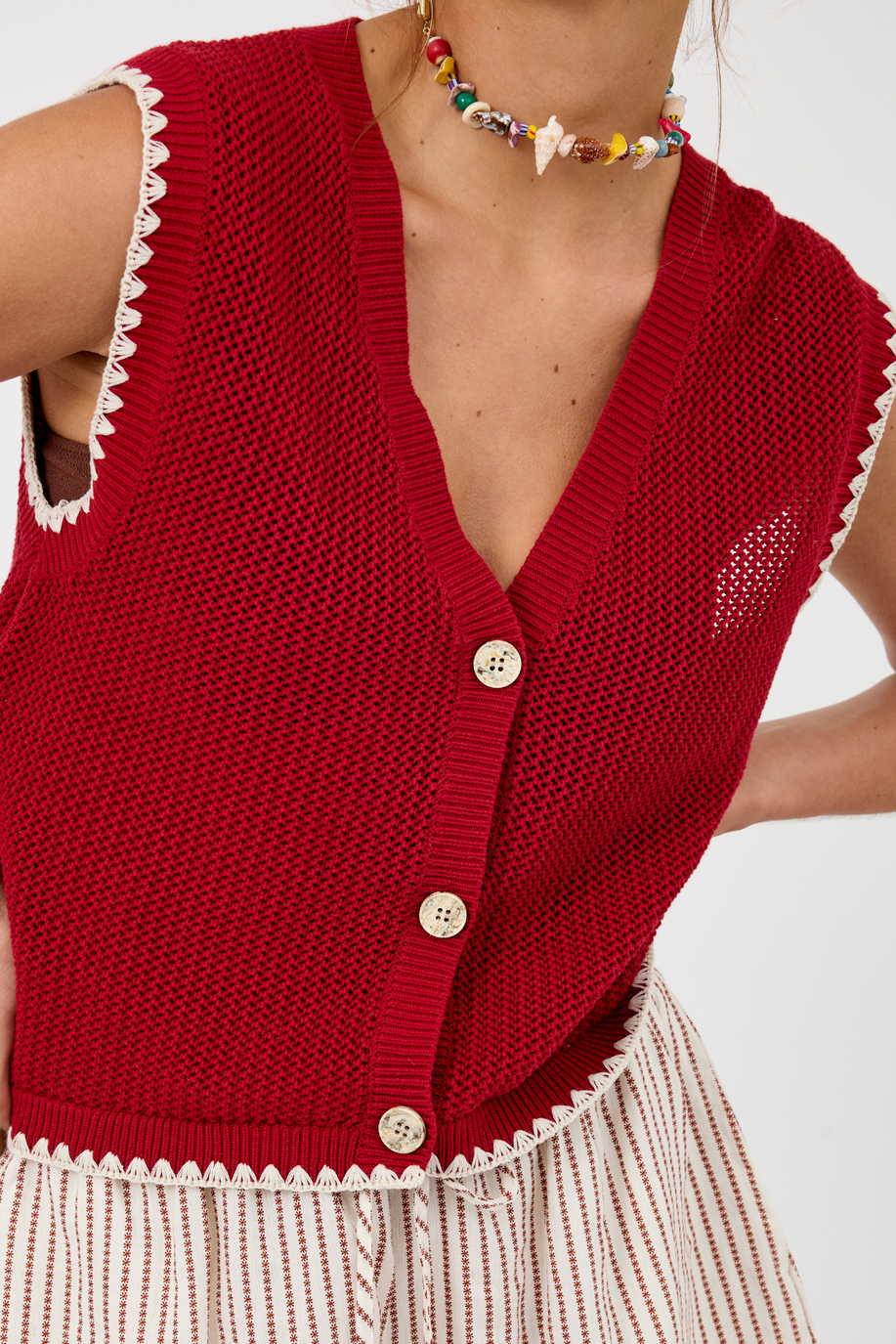 Calvi Knit Tank - Red Ochre