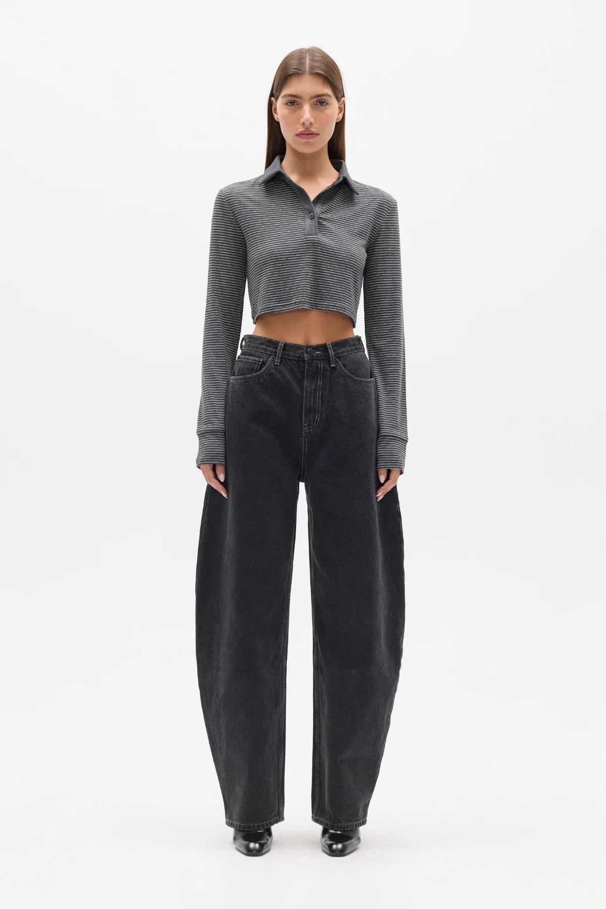 Seren top - grey stripe