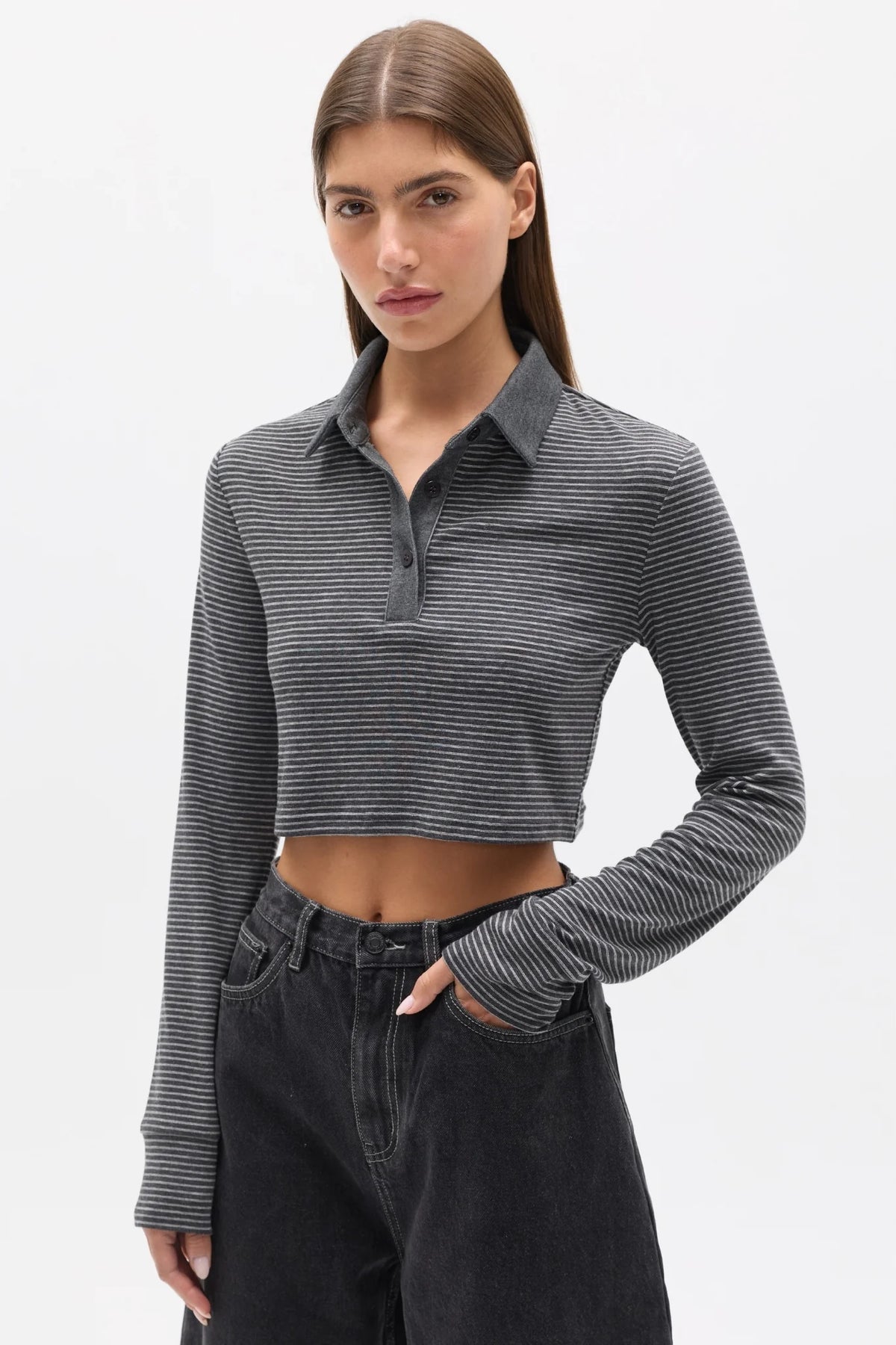 Seren top - grey stripe