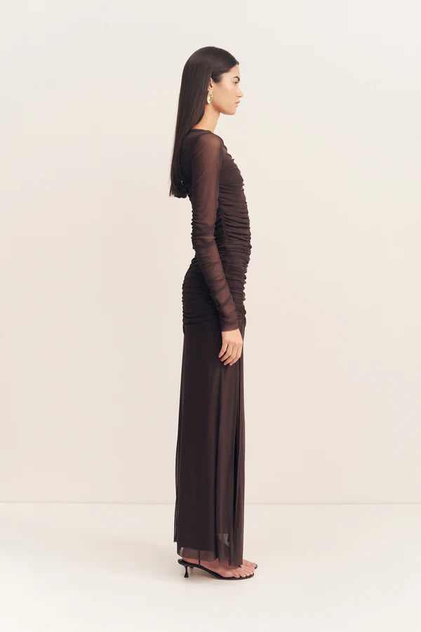 Mira Gathered Maxi Dress - Ganache