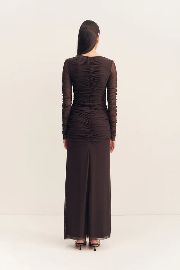 Mira Gathered Maxi Dress - Ganache