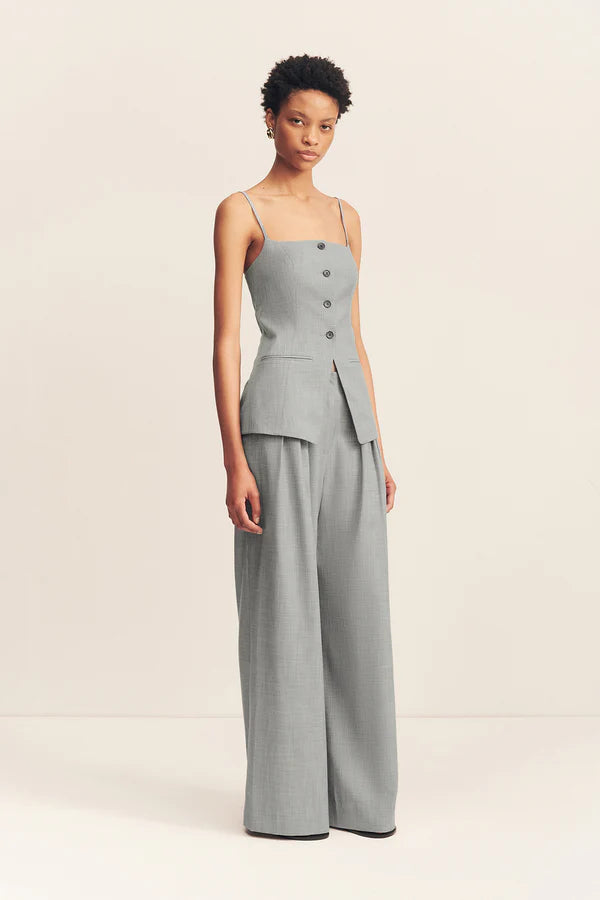 asher tailored top - smoke grey
