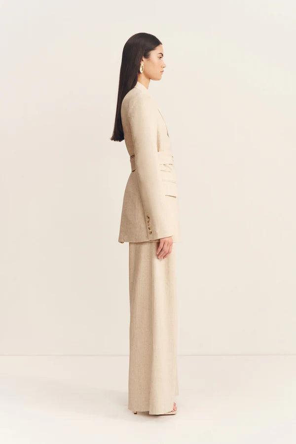 Newman Hourglass Double Breasted Blazer with Belt - Parchment