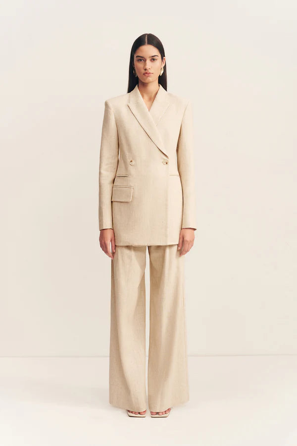 Newman Hourglass Double Breasted Blazer with Belt - Parchment