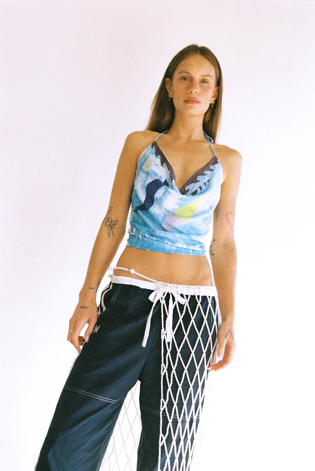 BYRON COWL TOP - Sky Blue