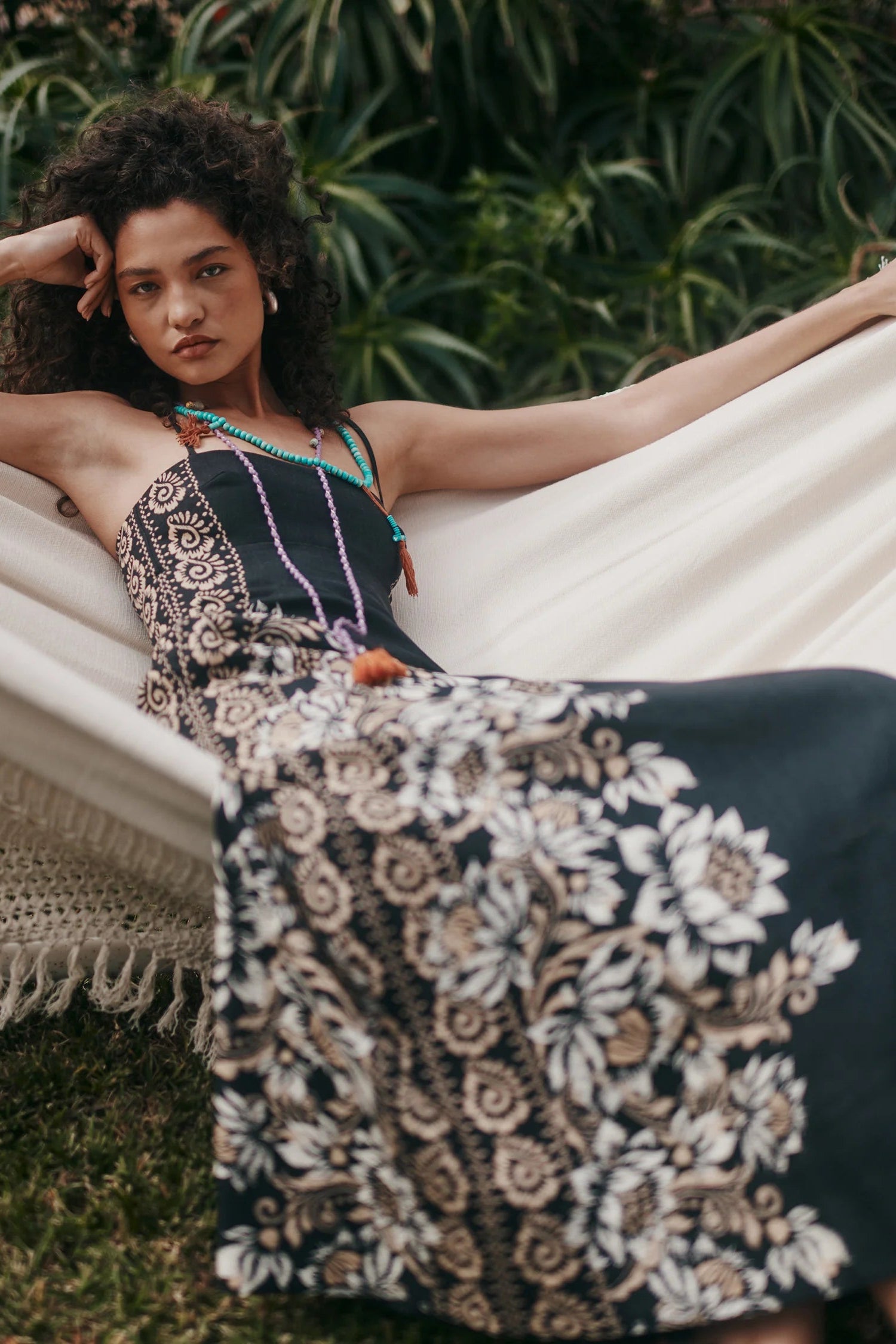 ALIDA LINEN MAXI DRESS - MIDNIGHT BELLS BEACH