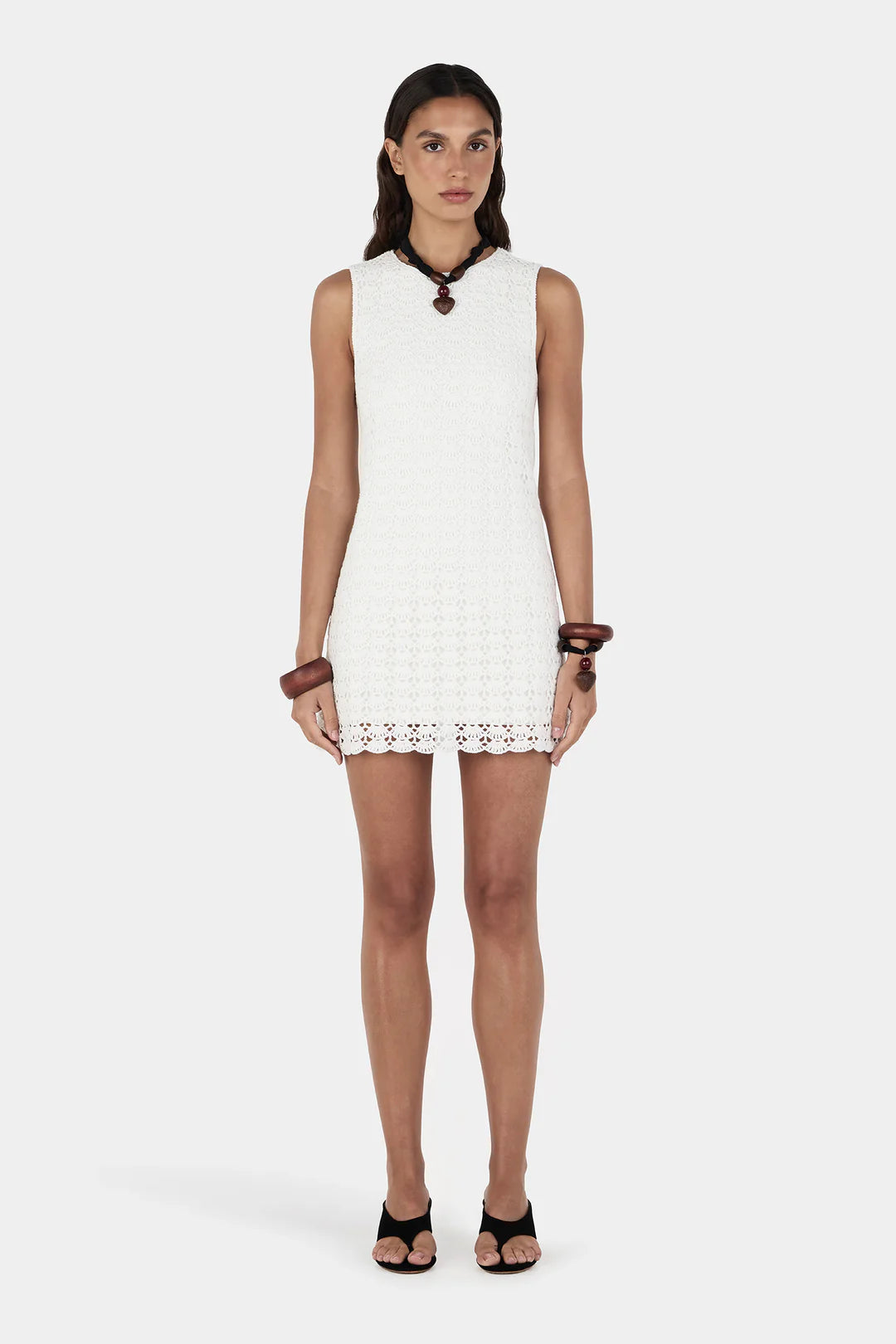 Anabel Crochet Mini Dress Cream Crochet