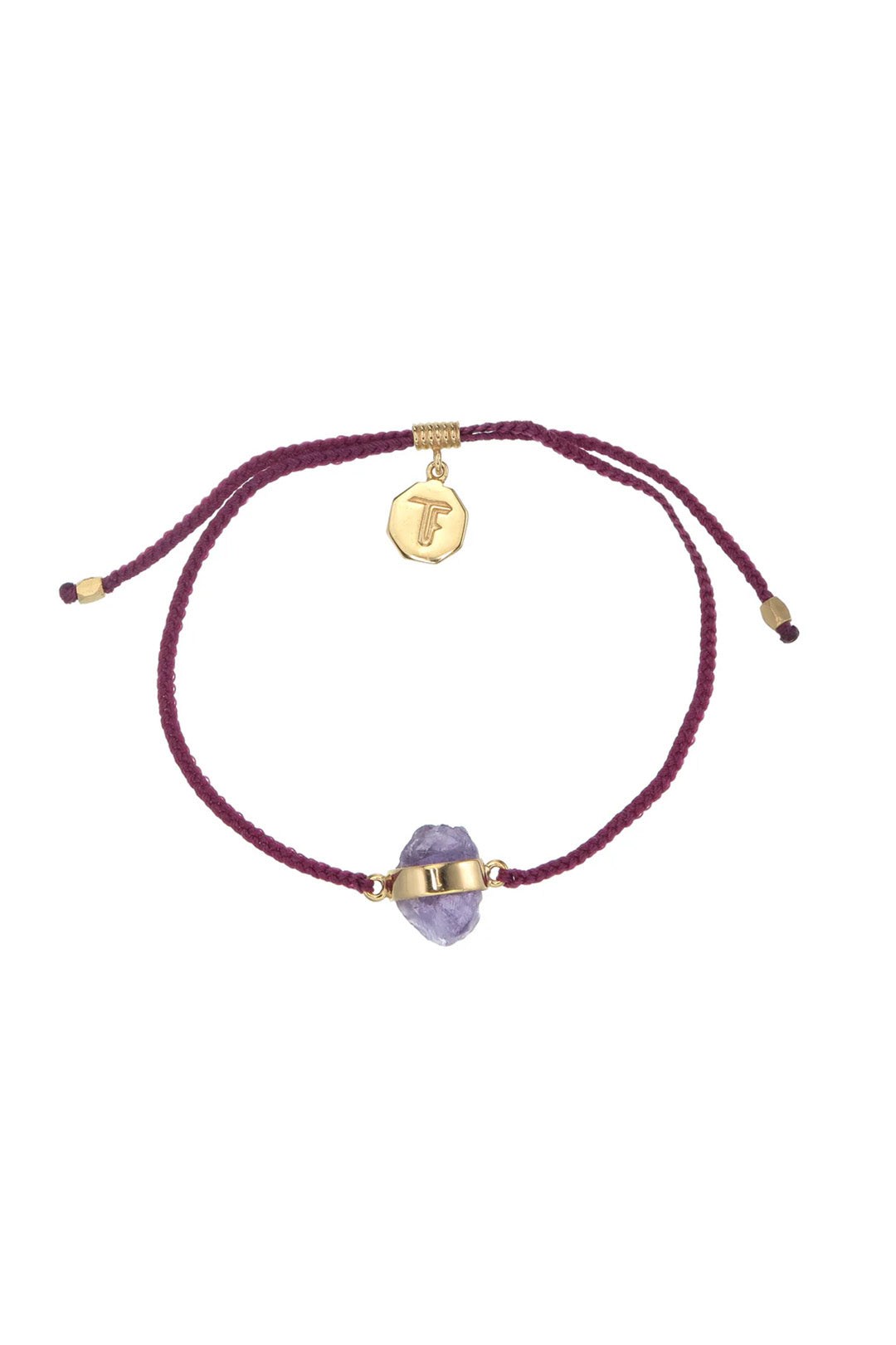 AMETHYST CRYSTAL BRACELET - BURGUNDY - GOLD