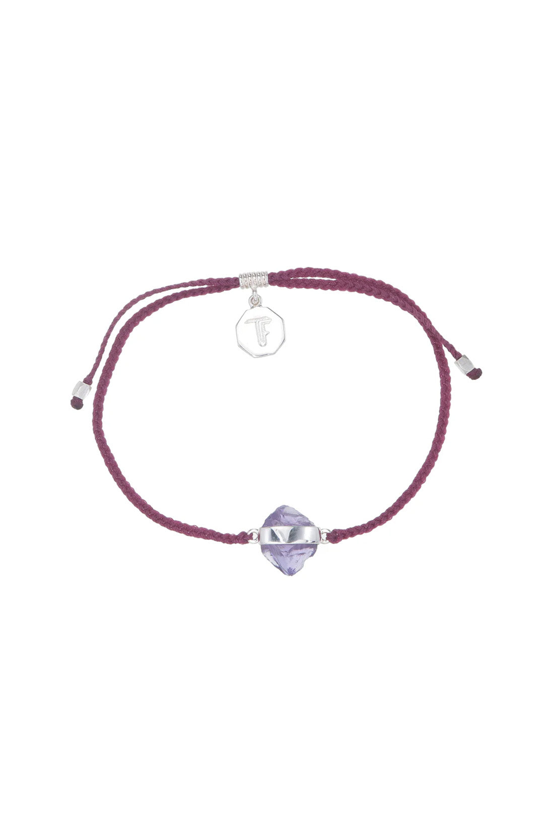 AMETHYST CRYSTAL BRACELET - BURGUNDY - SILVER