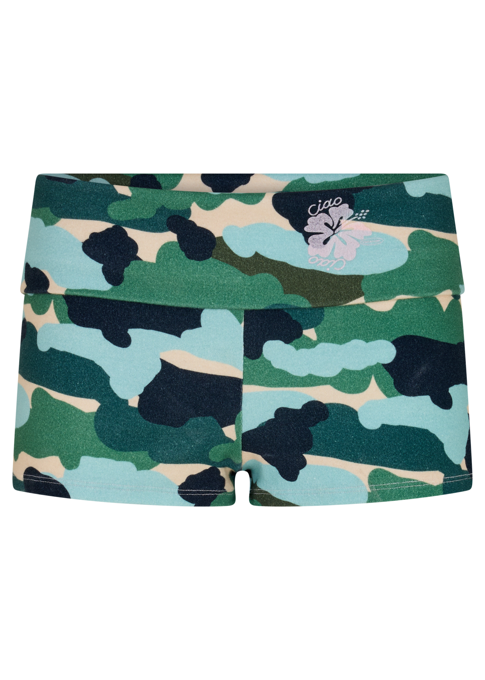 Camo hibiscus Roll over short
