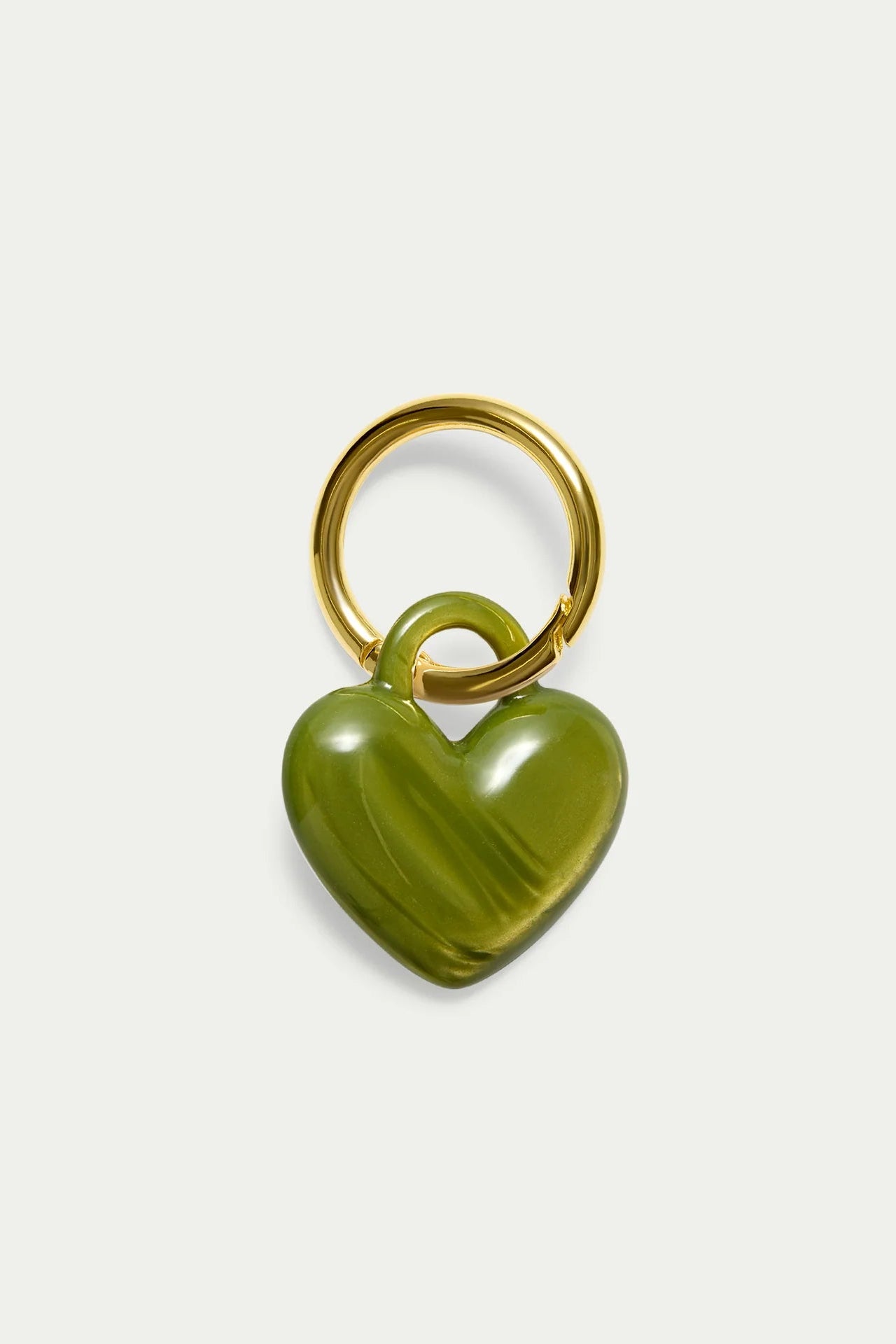 Puffy Heart Keychain - Matcha - Gold