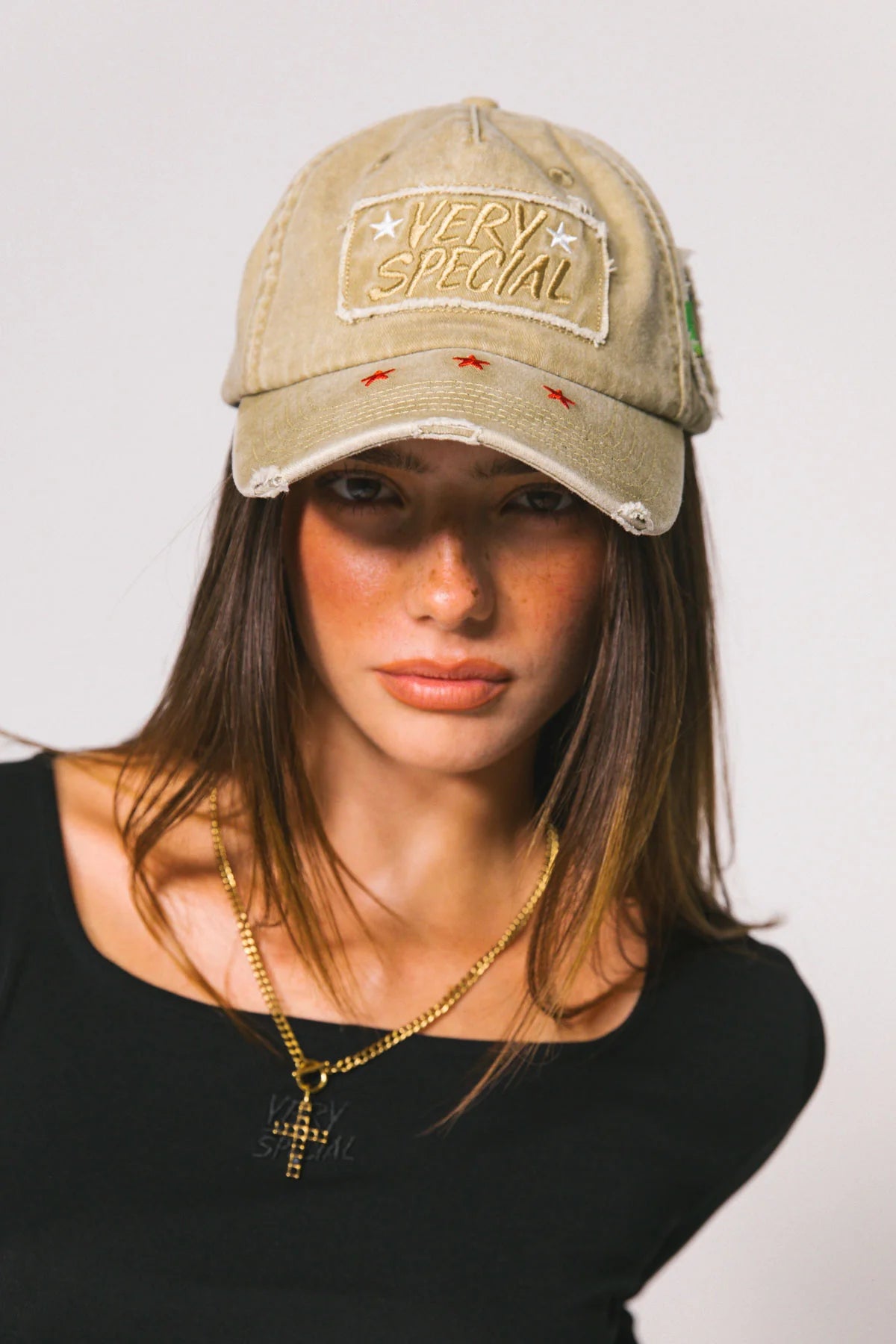 Khaki Mr Happy Herb Distressed Dad Cap