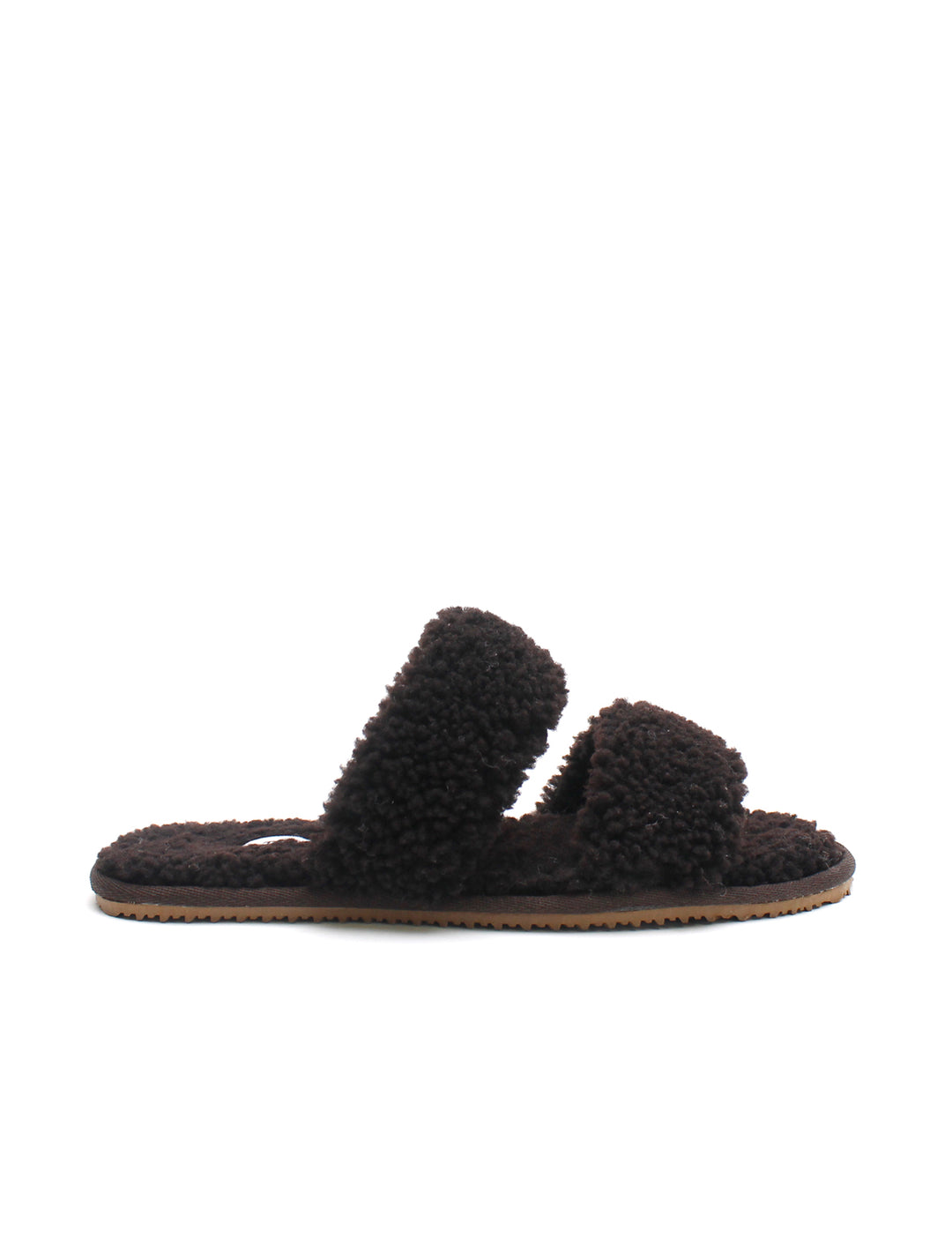 DOUBLE STRAP SHEARLING - DARK CHOCOLATE