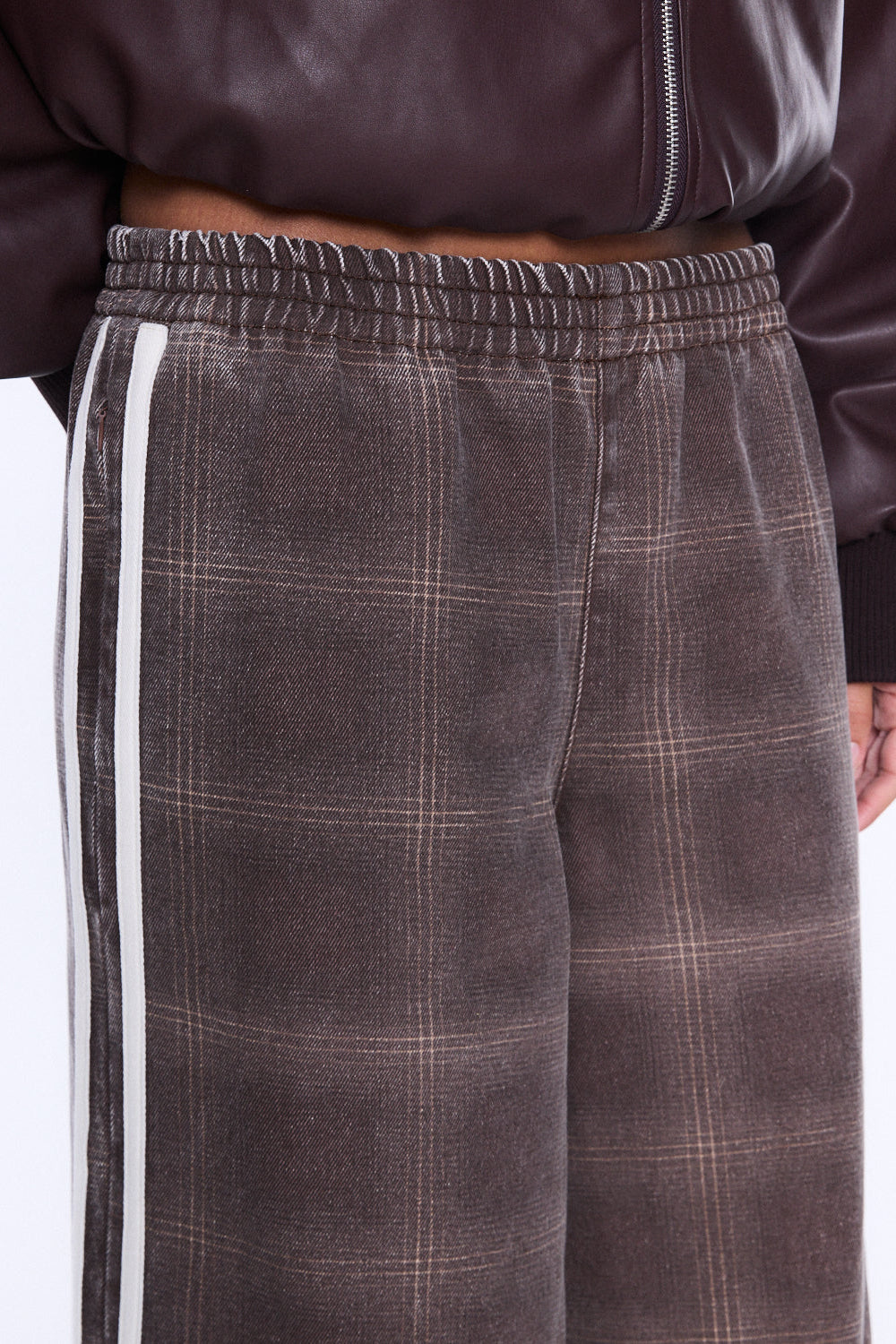 MYLA WIDE LEG PANT - BURGENDY CHECK