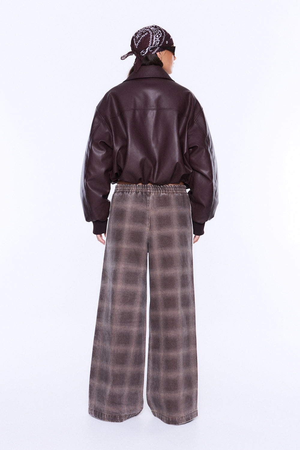 MYLA WIDE LEG PANT - BURGENDY CHECK