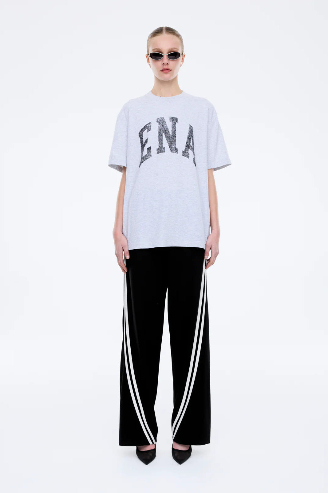 JESSIE OVERSIZED TEE COLLEGIATE - MID GREY MARLE