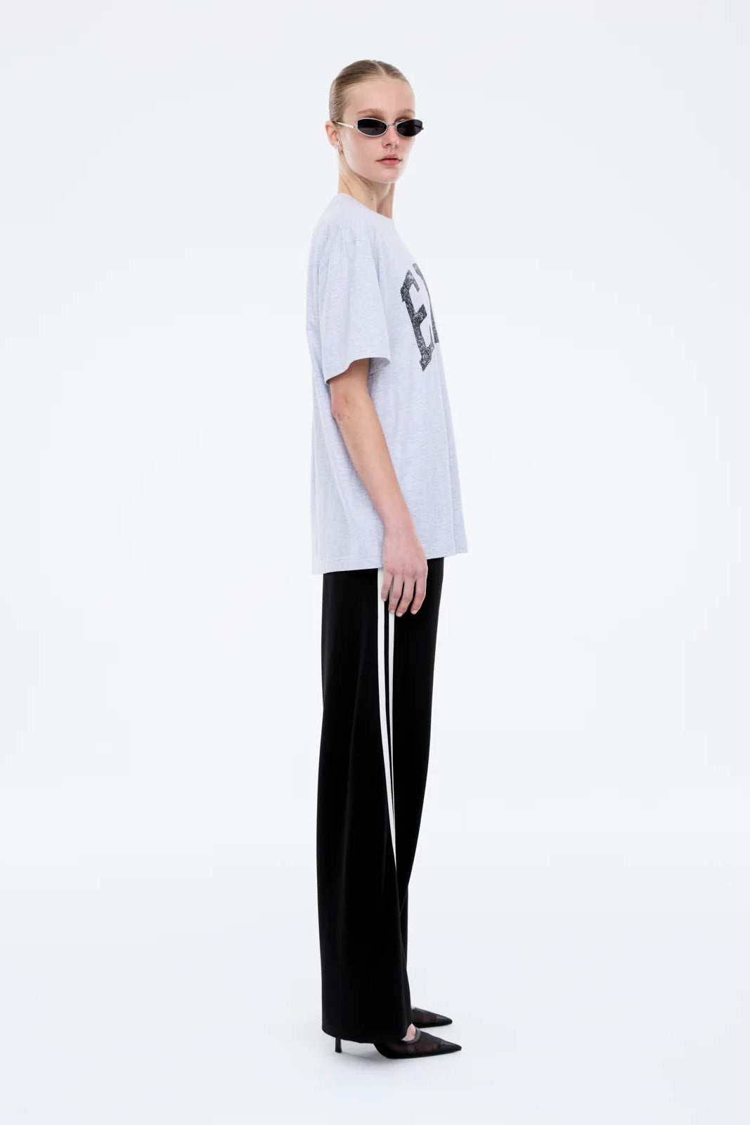 JESSIE OVERSIZED TEE COLLEGIATE - MID GREY MARLE