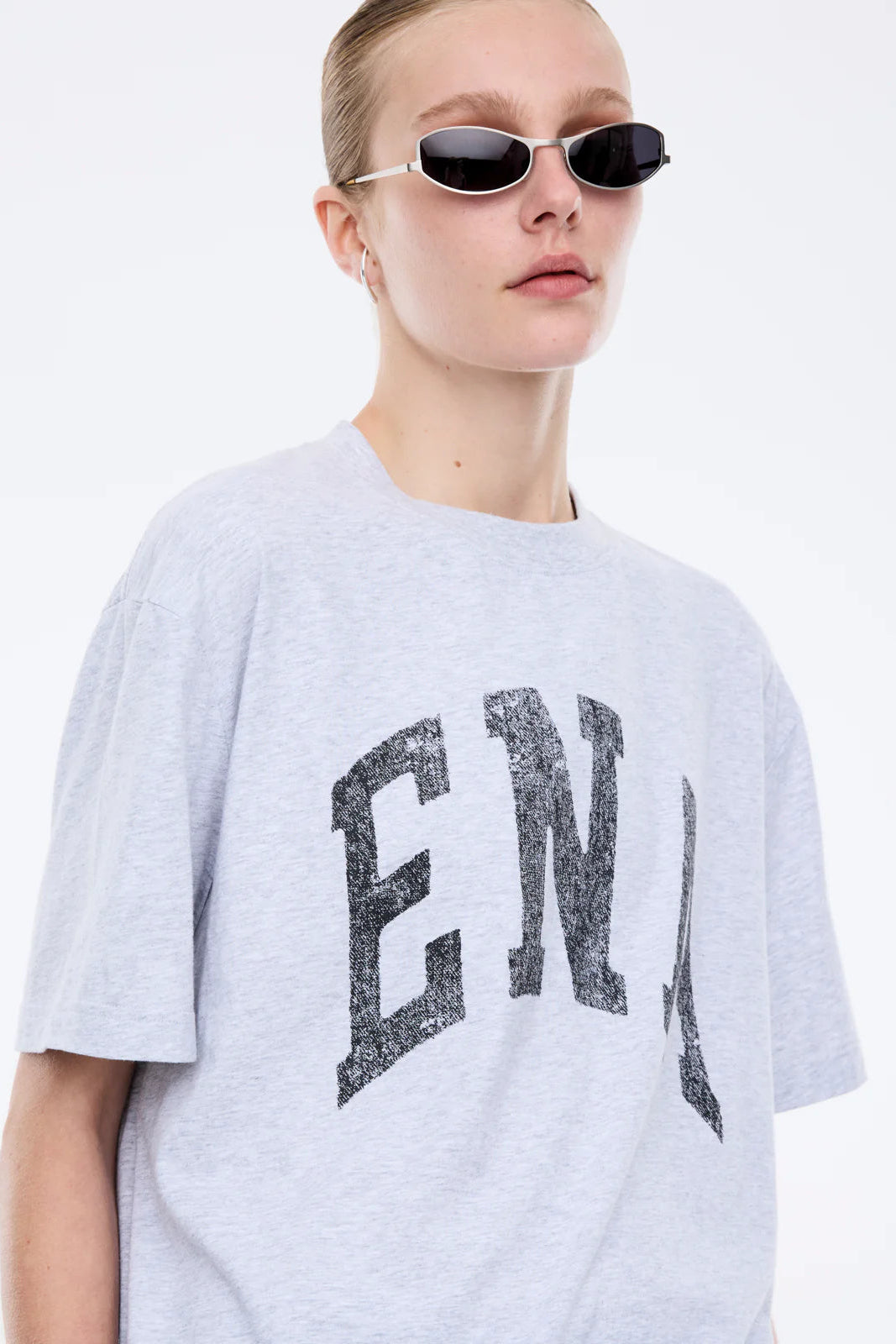 JESSIE OVERSIZED TEE COLLEGIATE - MID GREY MARLE