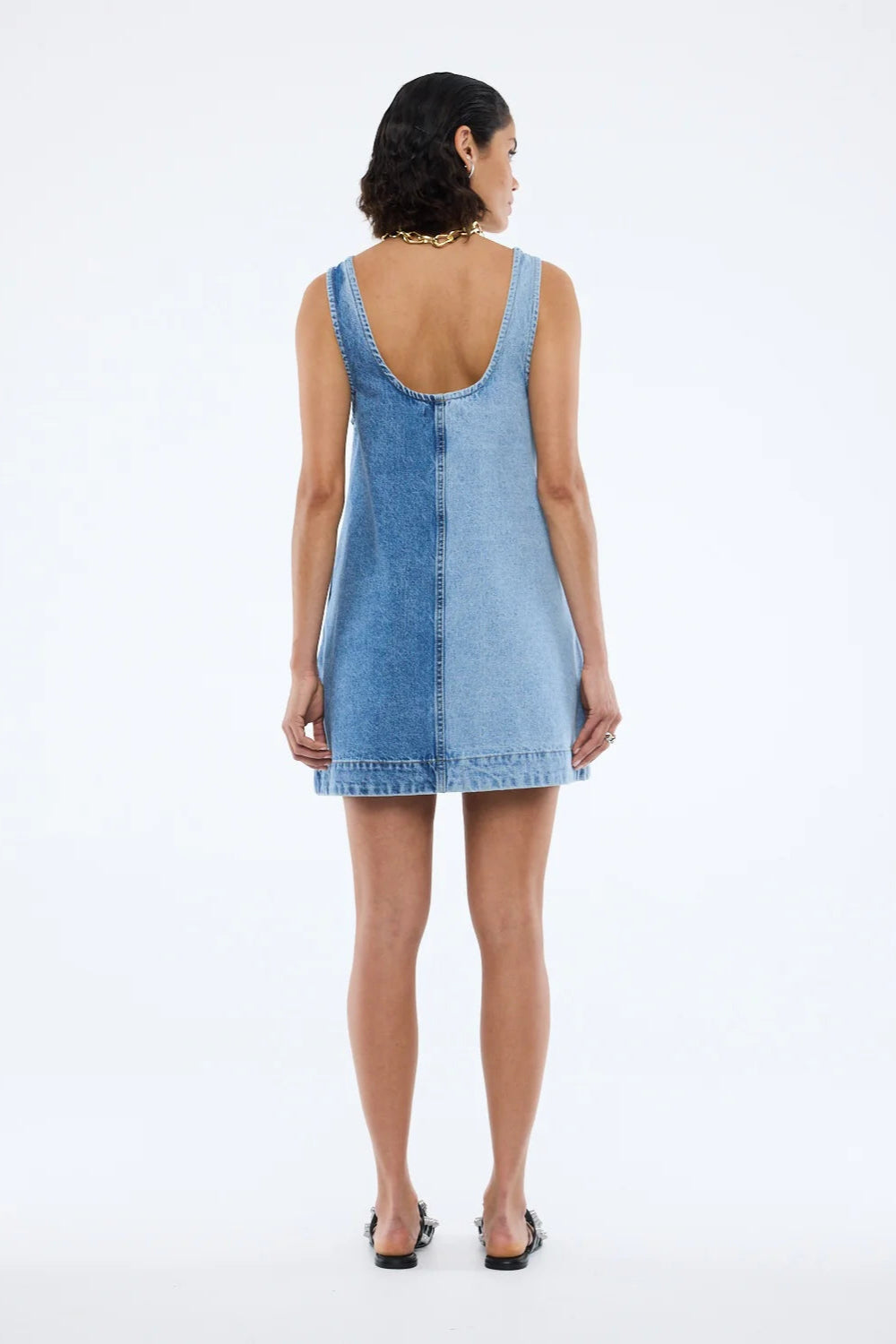 LIA SPLICED DENIM DRESS