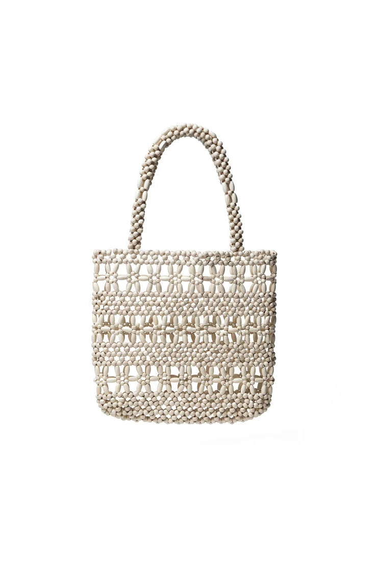 Flower Beaded Bag Cream