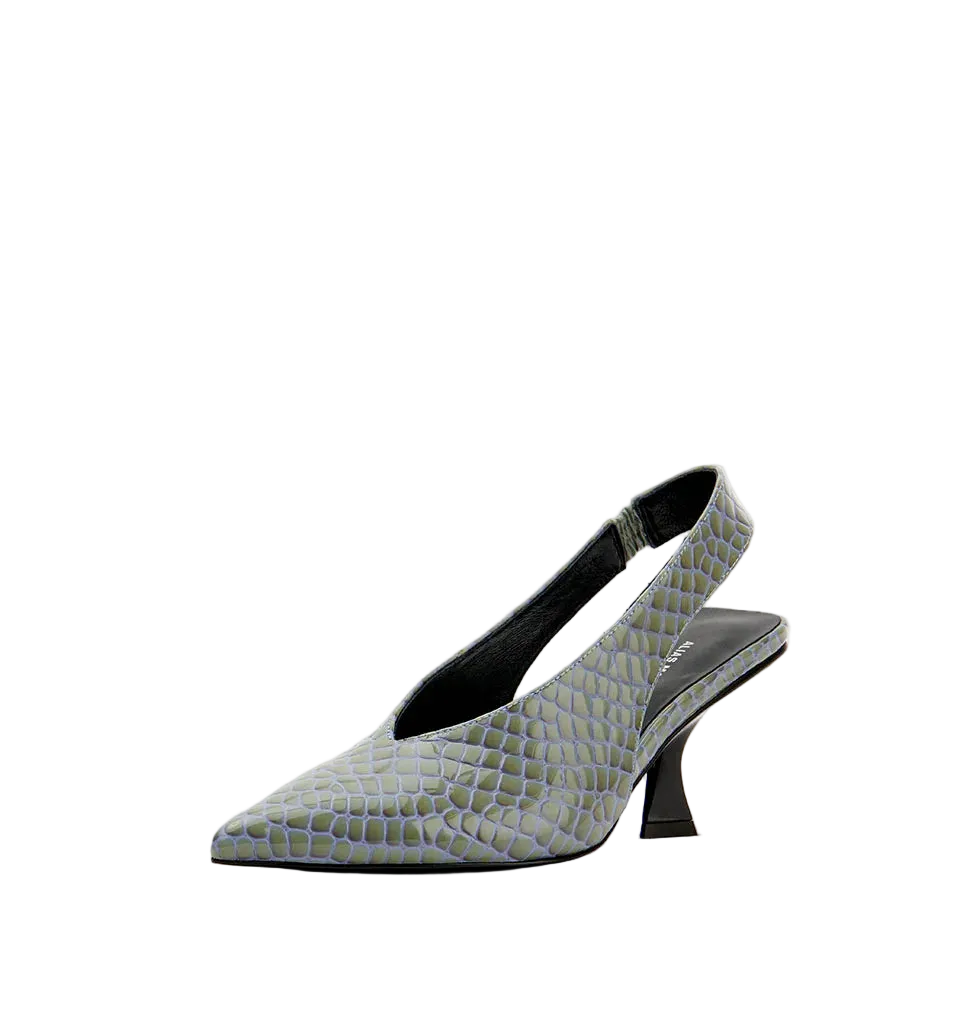 Frankie - Denim Patent Croc