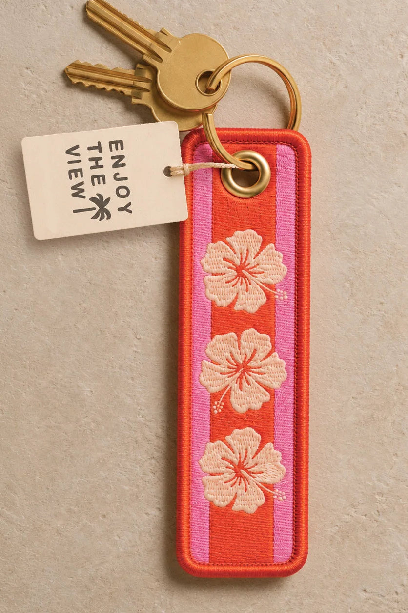 Hibiscus Embroidered Keyring