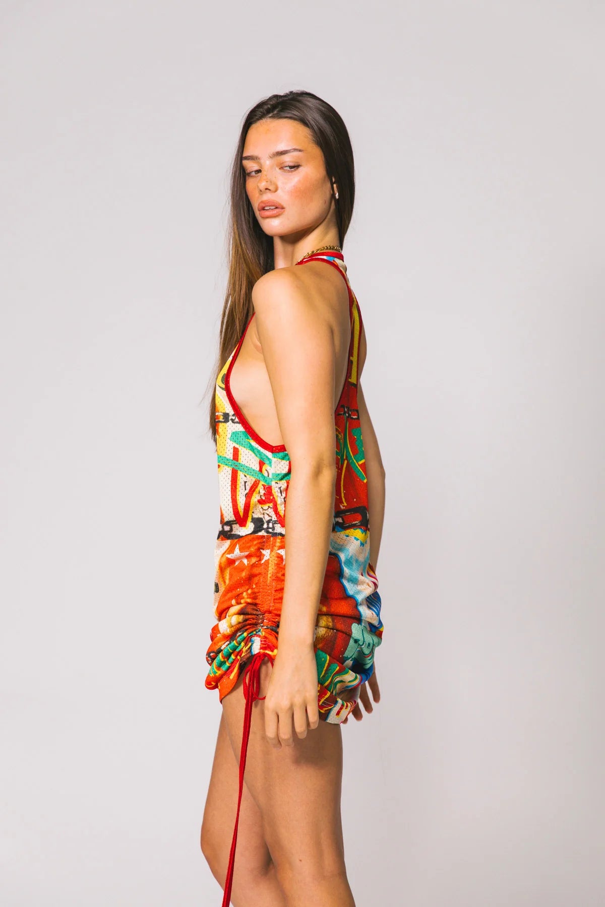 Holy Mash Up Ruched Mini Dress