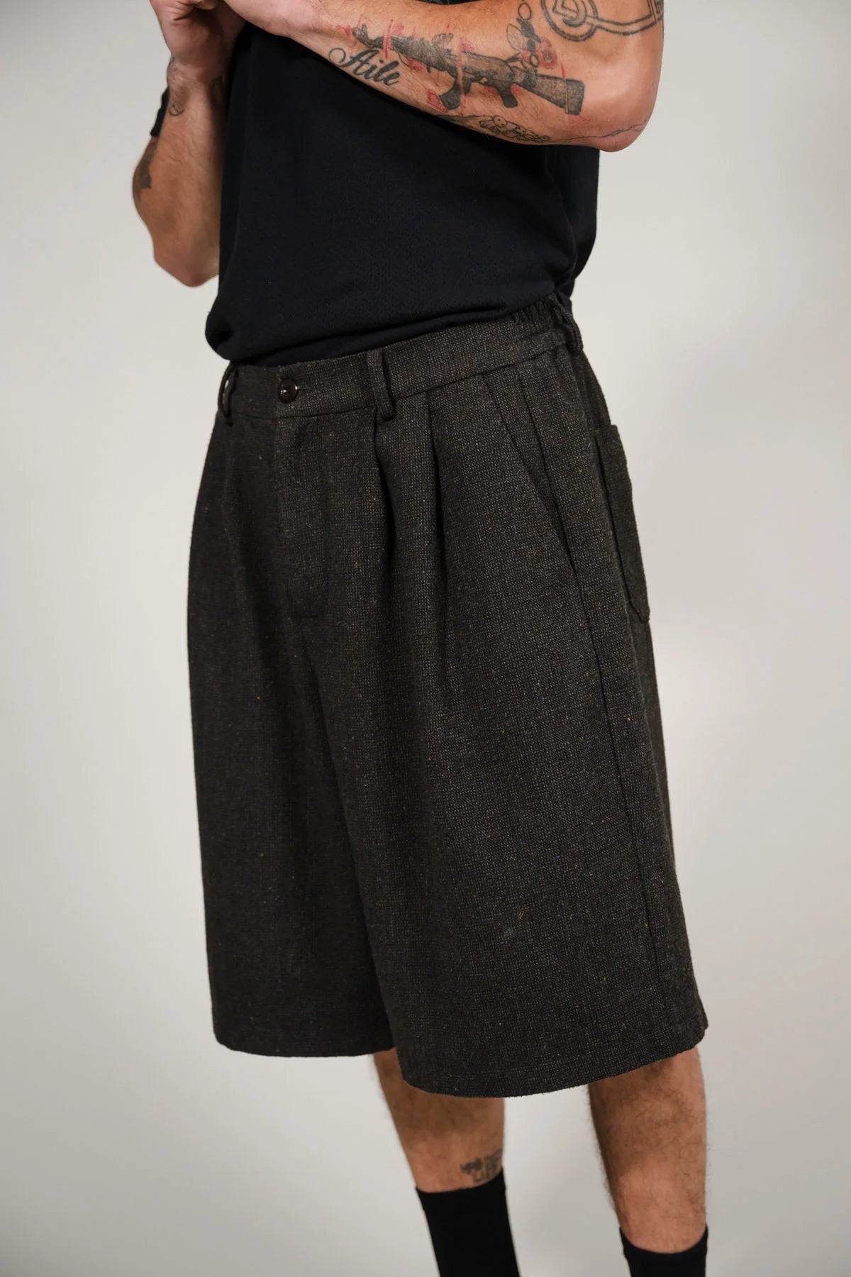 Charcoal Wool Baggy Shay Short