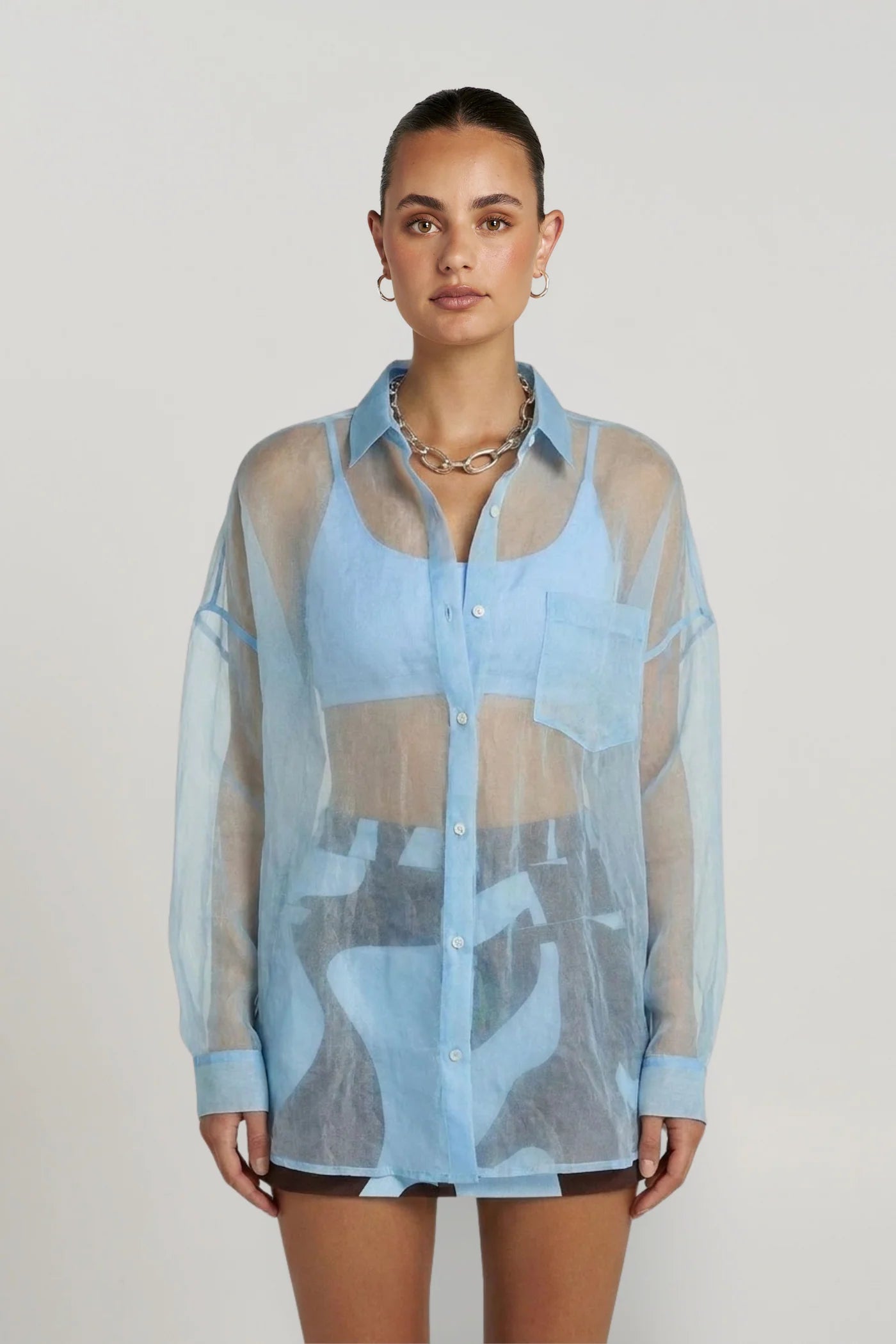 MERCURIO SILK SHIRT - SKY BLUE