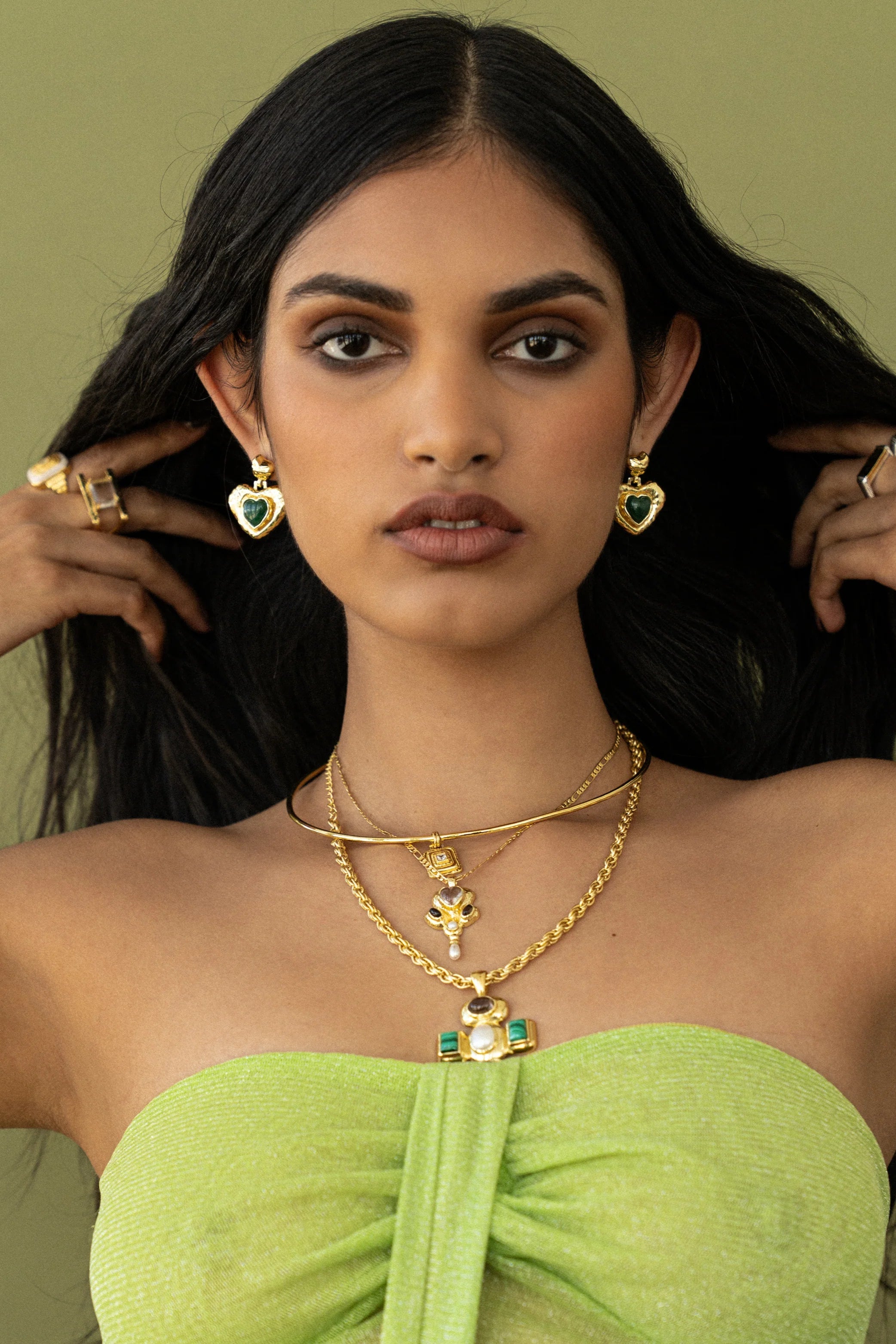 SURI EARRINGS - GREEN AVENTURINE