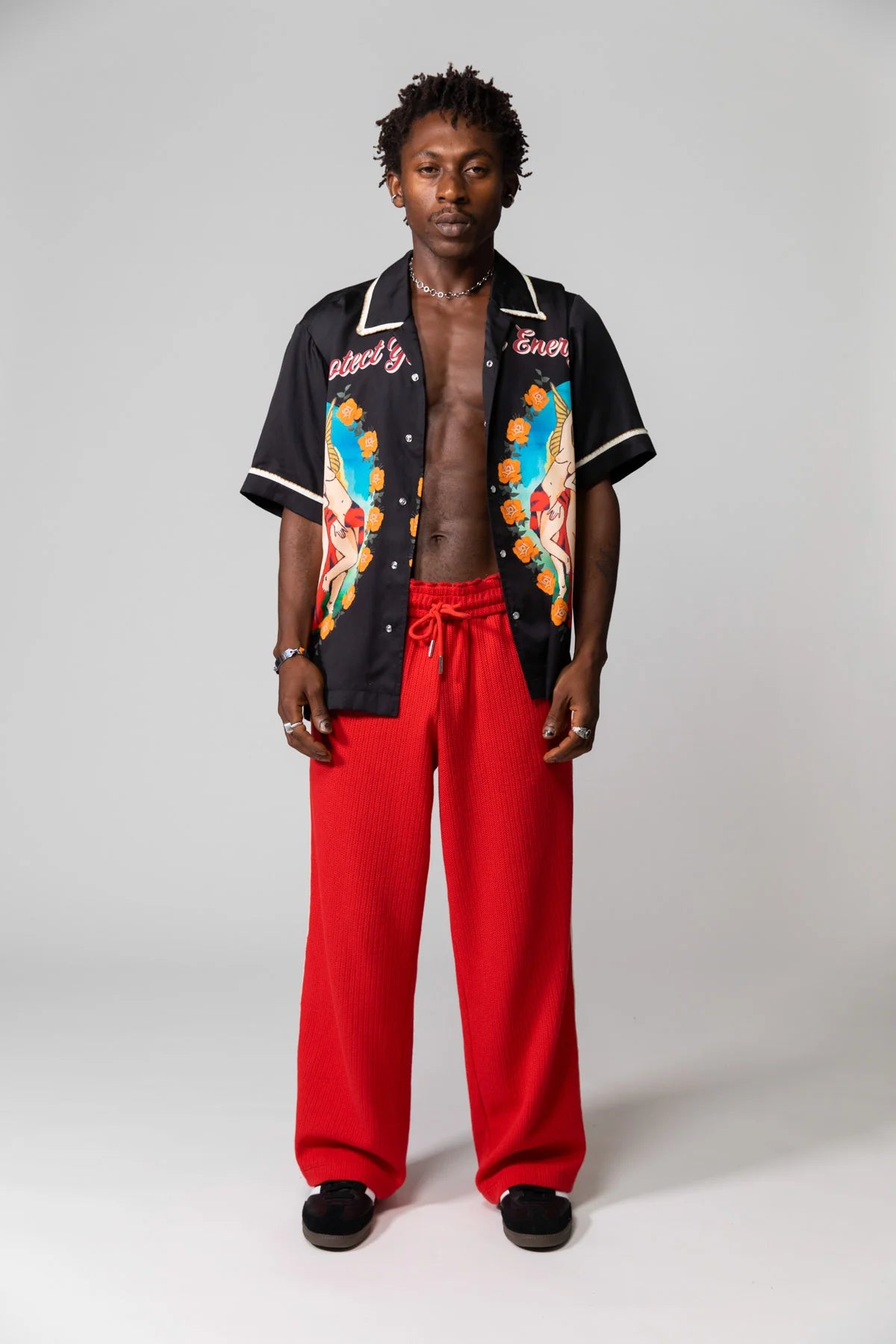 Red Knitted Baggy Pants