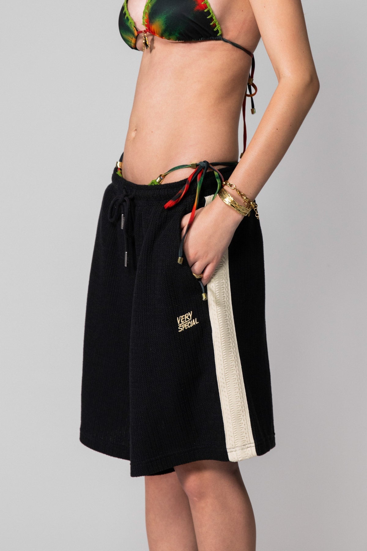 Black Knitted Relaxed Shorts