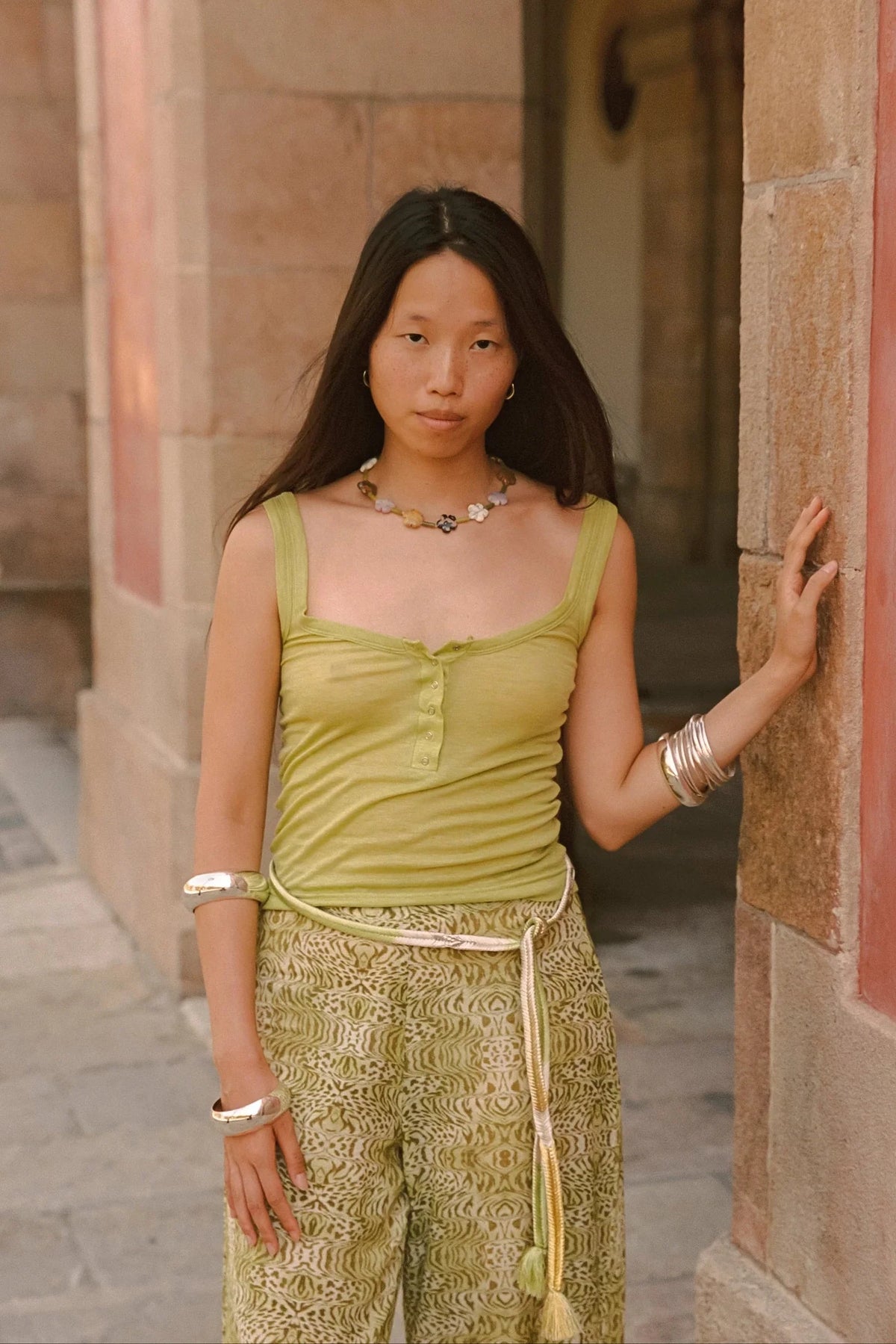 Ophelia Slinky Singlet - Pistachio
