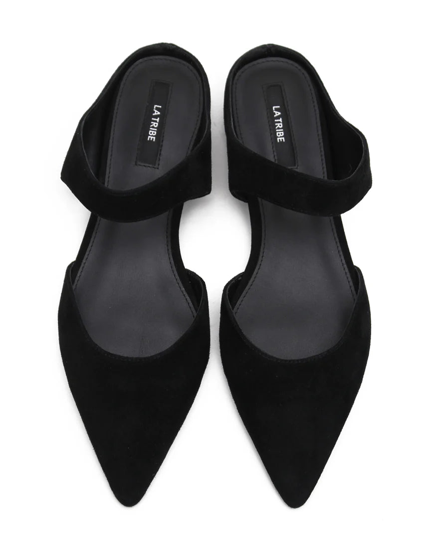 Pointed Mule Suede Black