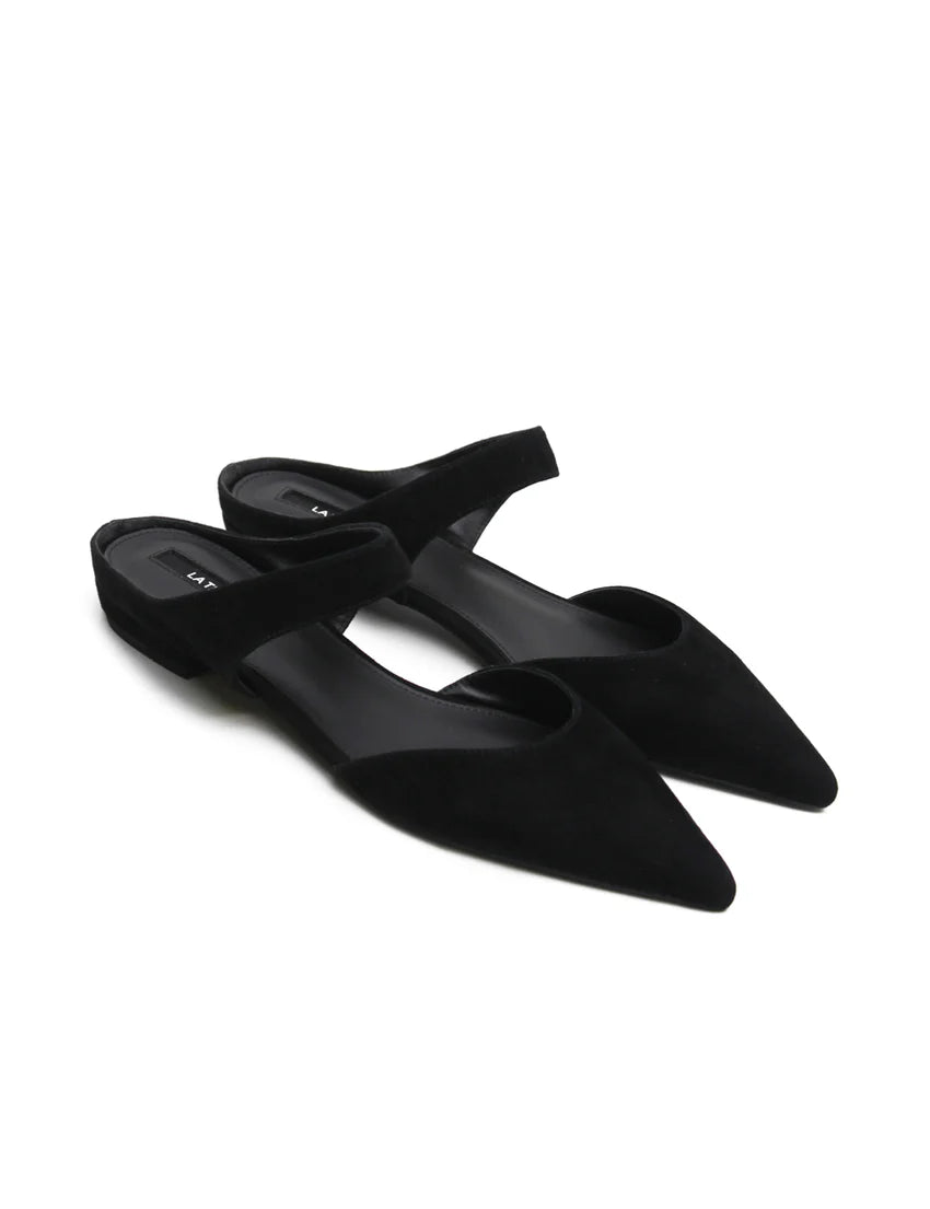 Pointed Mule Suede Black