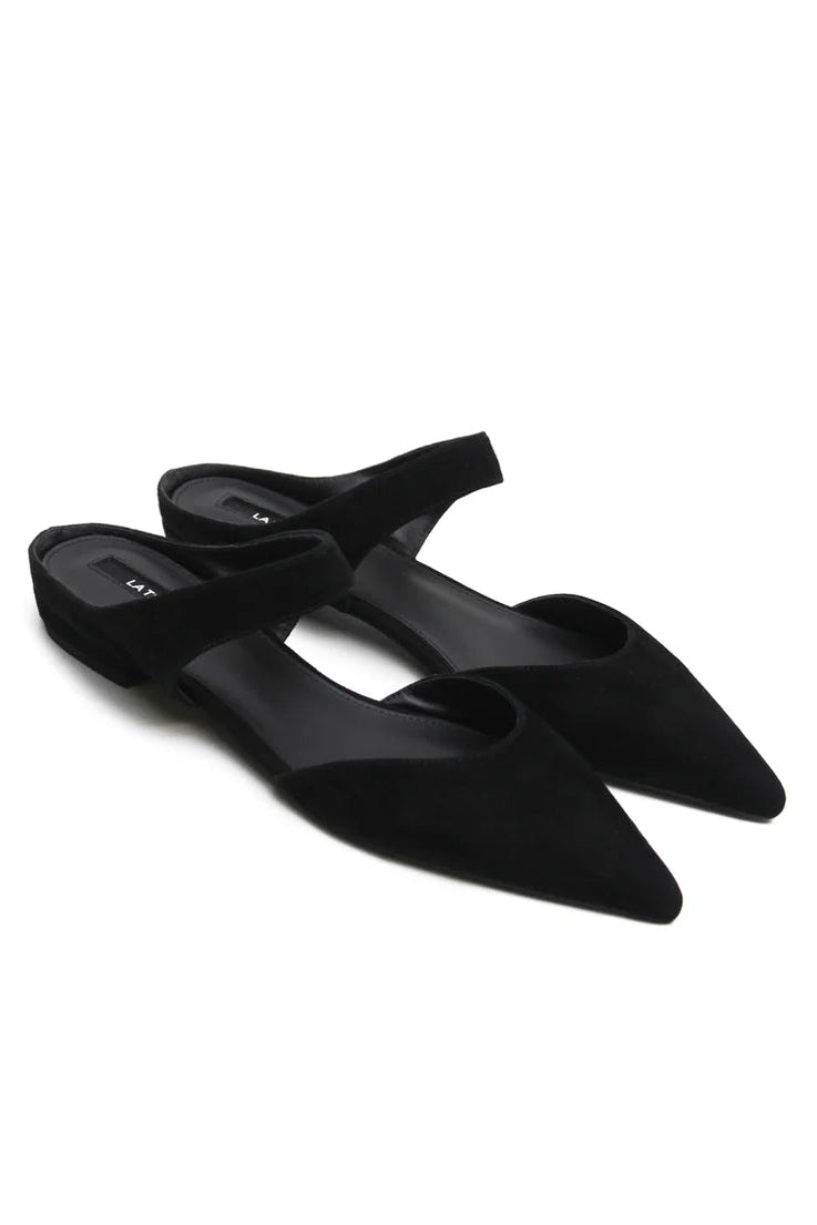 Pointed Mule Suede Black