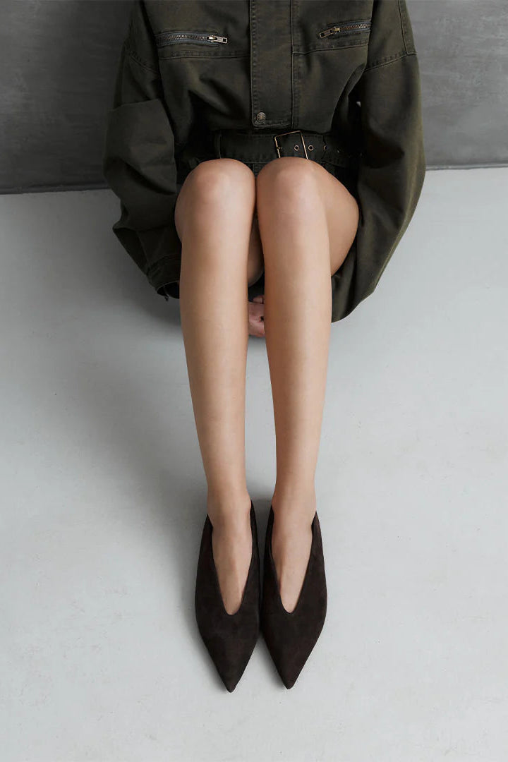 Piper Flat Espresso Suede Leather