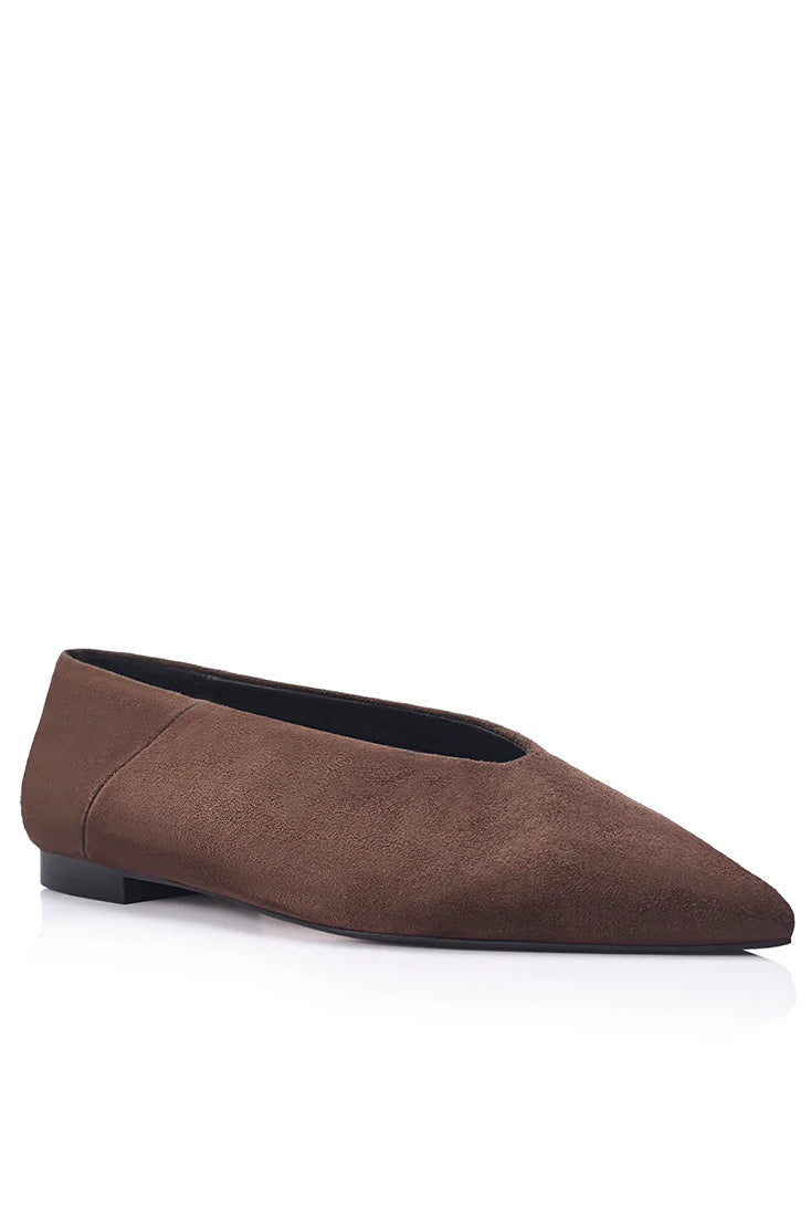 Piper Flat Espresso Suede Leather